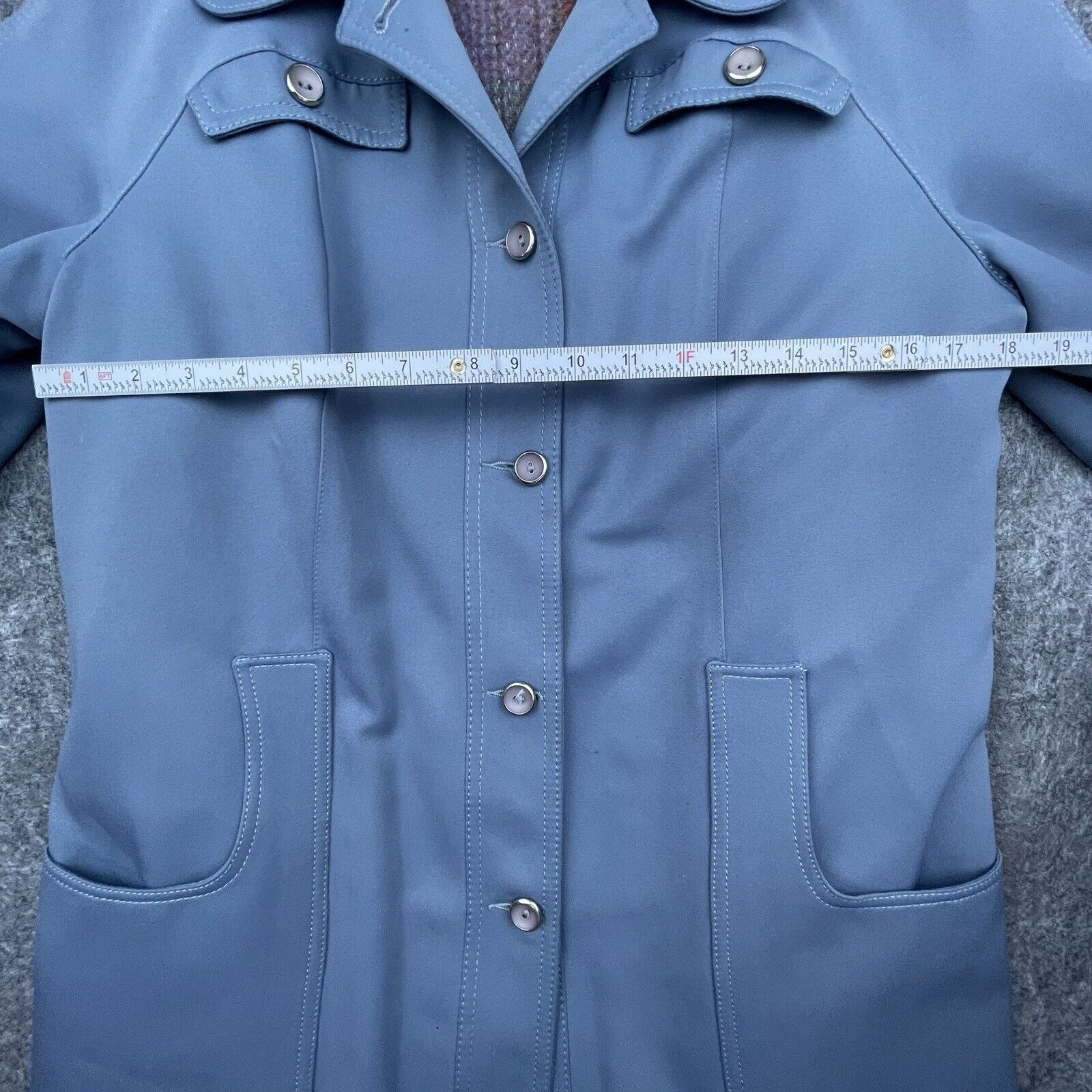 I. Magnin Vintage I Magnin Coat Large Blue Trench Flannel Forecaster Size L / US 10 / IT 46 - 9 Thumbnail