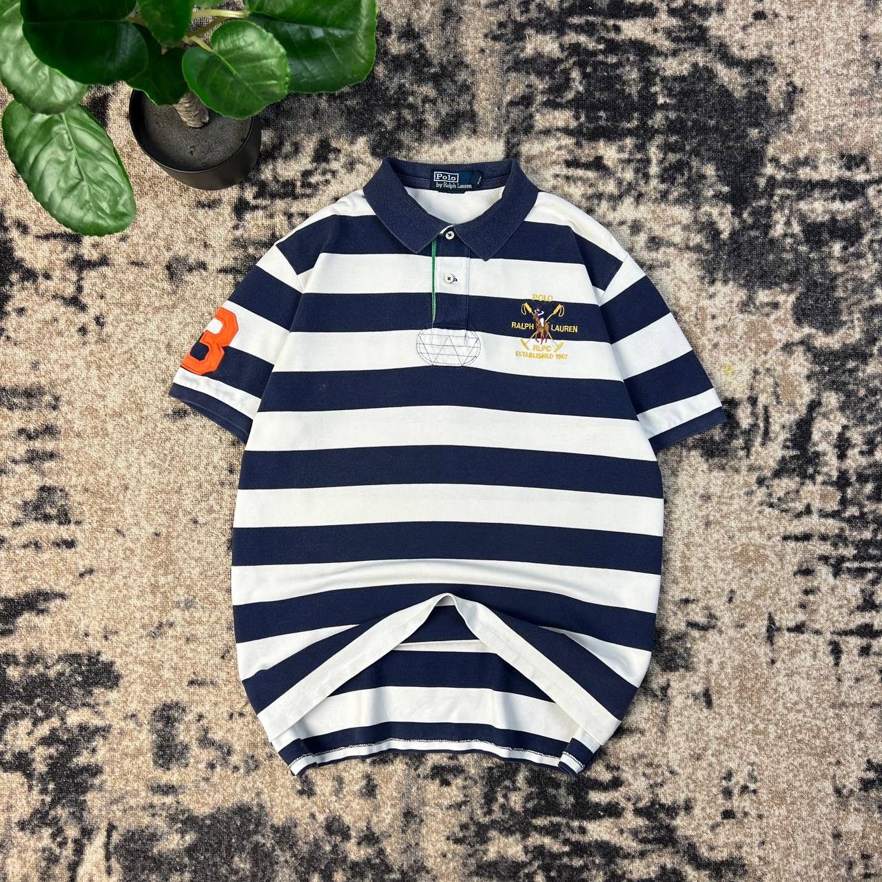 Polo Ralph Lauren Polo Ralph Lauren Big Logo Vintage Striped Rugby T-Shirt Size US XL / EU 56 / 4 - 1 Thumbnail