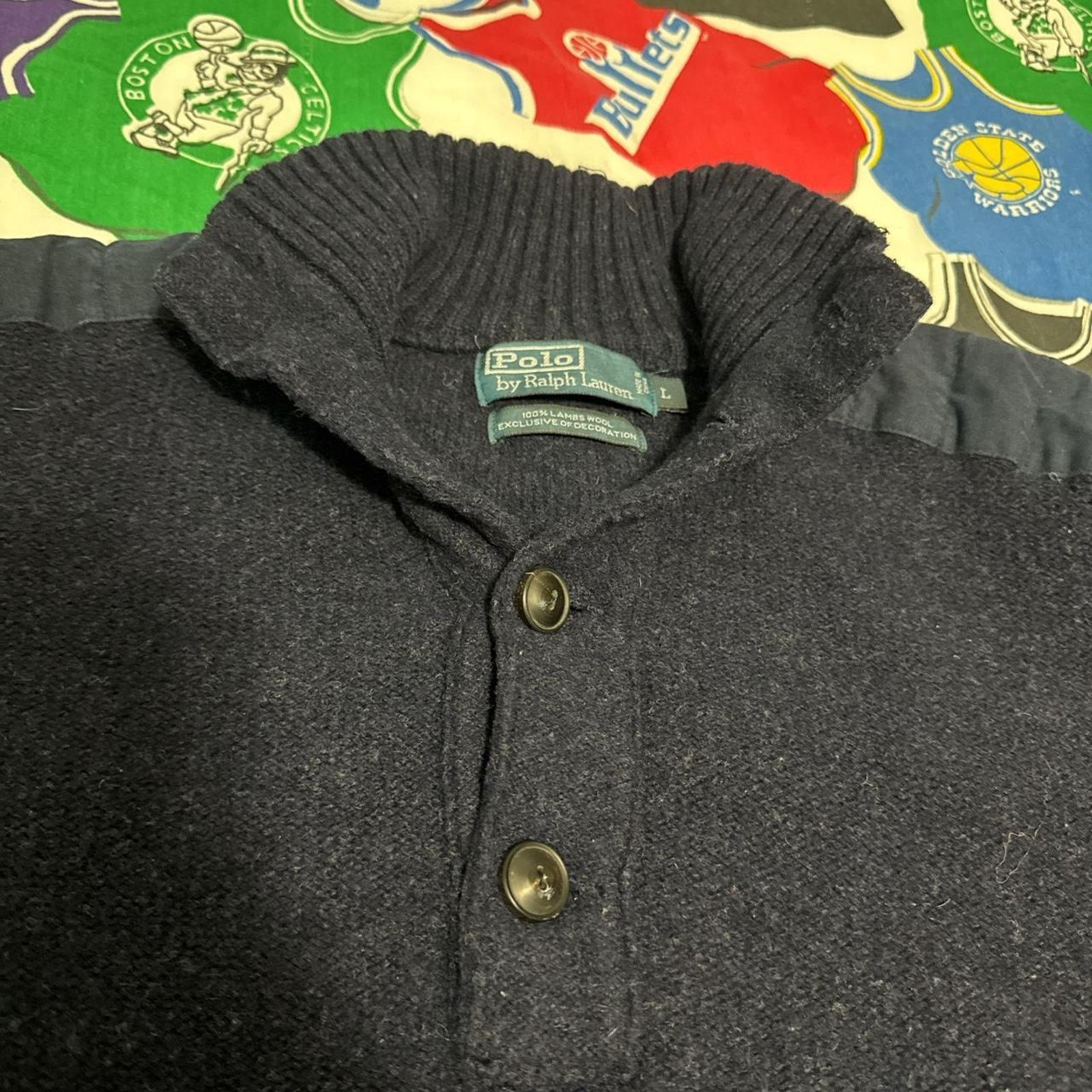 Polo Ralph Lauren × Vintage Vintage Polo Ralph Lauren Men's Knit Sweater Quarter Button Size US L / EU 52-54 / 3 - 3 Thumbnail
