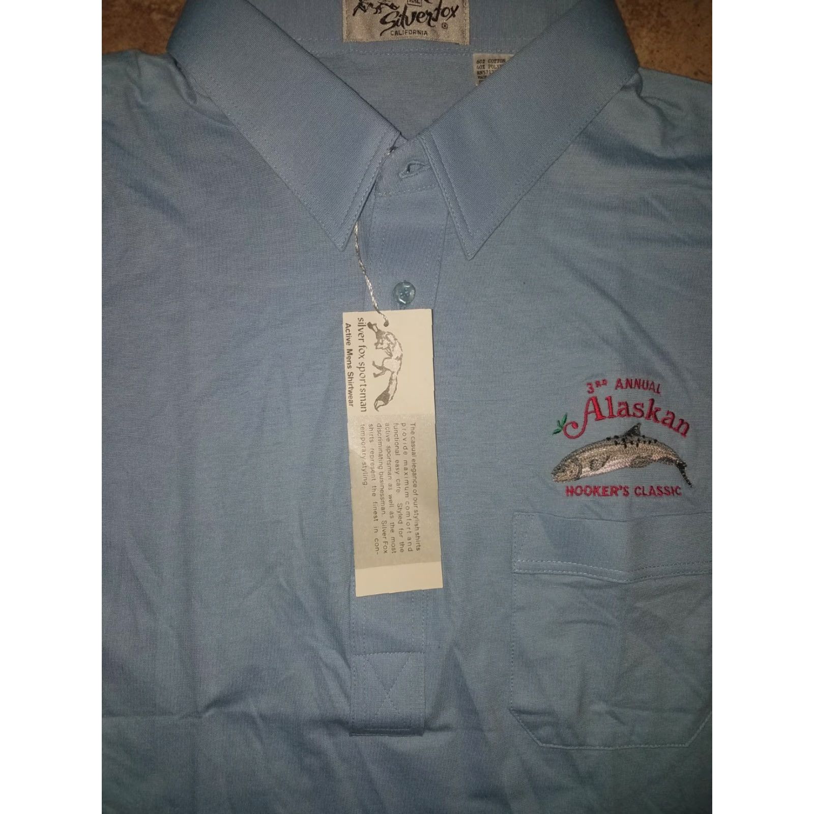 Vintage VINTAGE Silver Fox Polo Shirt Fish Embroidered Alaska Mens 2XL Blue Shirts/Polos Mens 2XL Size US XXL / EU 58 / 5 - 3 Thumbnail