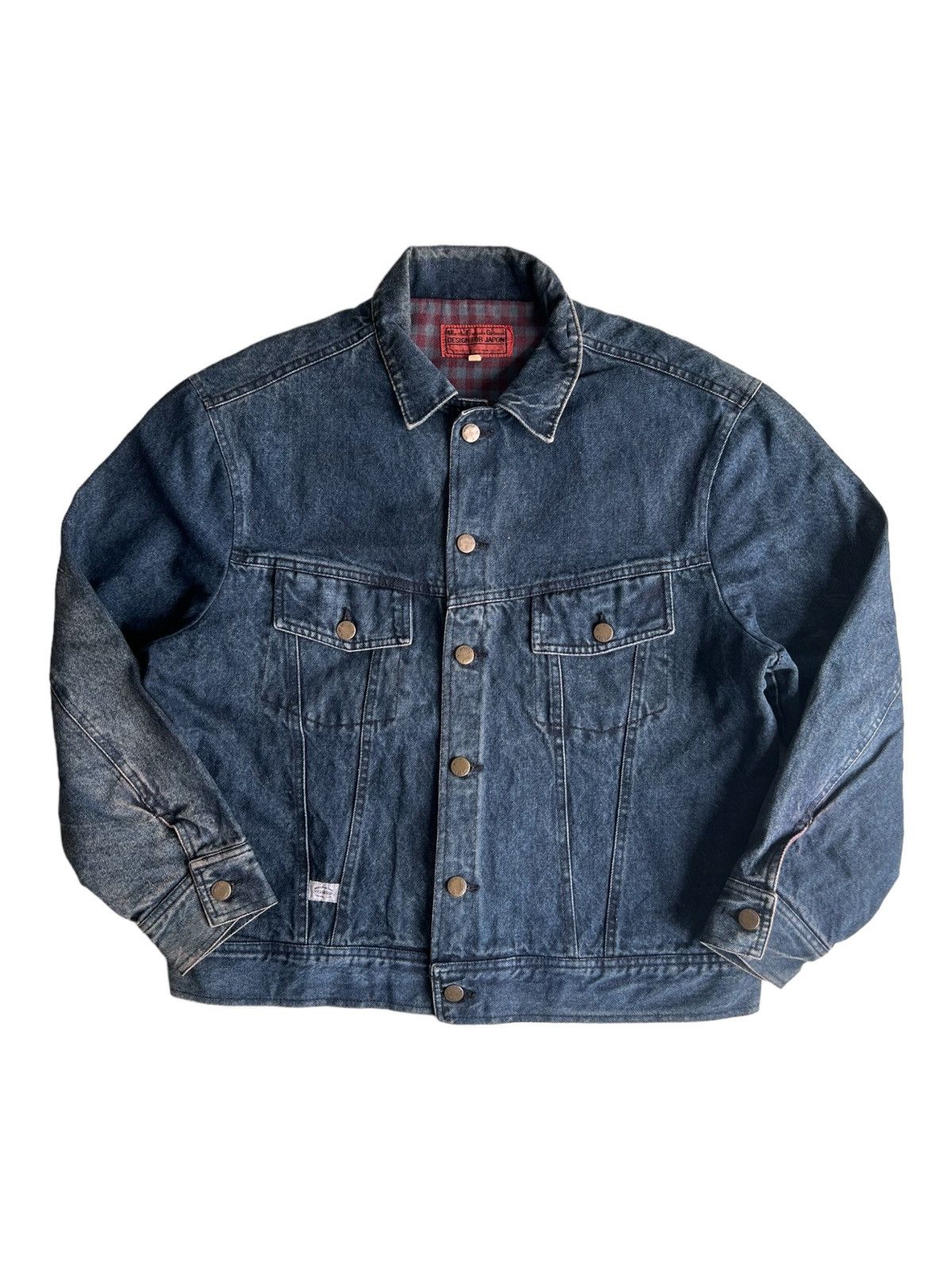 Marithe + Francois Girbaud 1990s Girbaud Blanket Lining Patina Trucker Denim Jacket Size US L / EU 52-54 / 3 - 3 Thumbnail