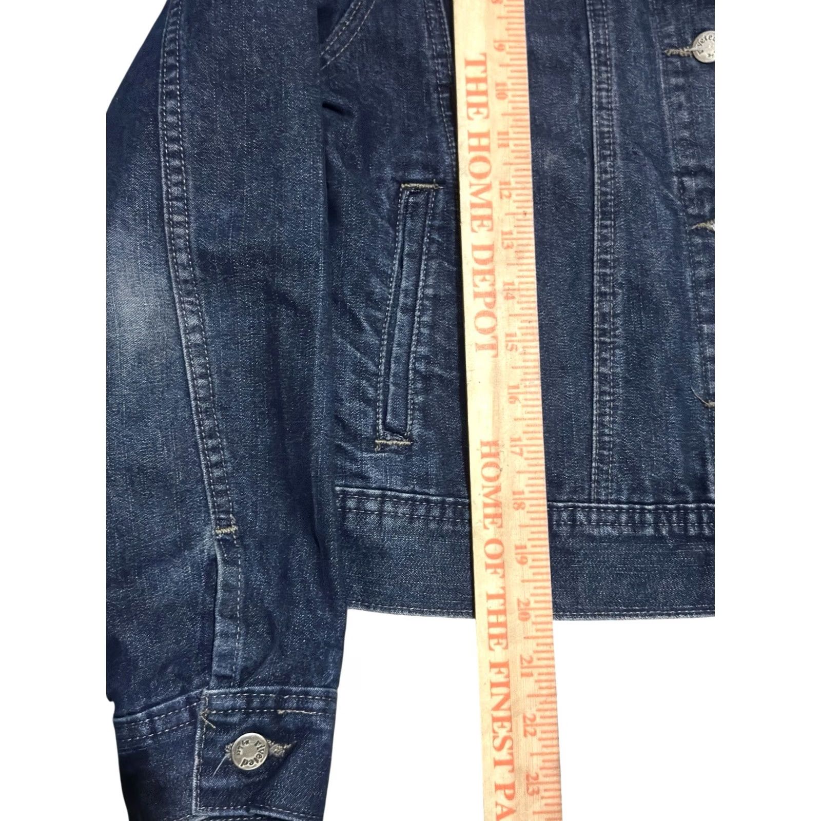 Lee VINTAGE Riveted by LEE Womens Jacket Denim Trucker Made in USA Dark Blue S Blue USA Womens Jacket Size 28" / US 6 / IT 42 - 4 Thumbnail