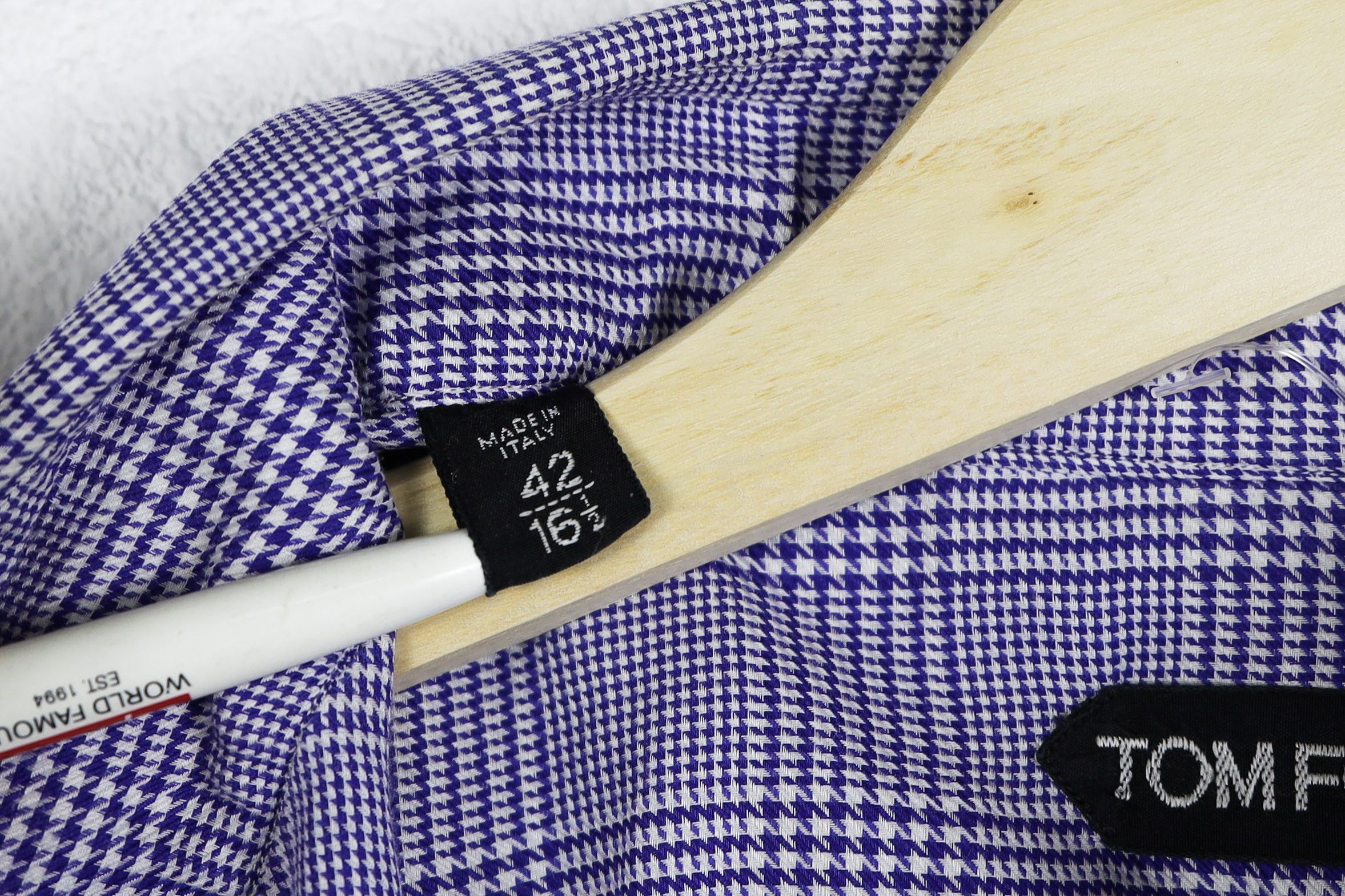 Tom Ford Tom Ford Blue Houndstooth Plaid Check Formal Classic Shirt Size US XL / EU 56 / 4 - 13 Thumbnail