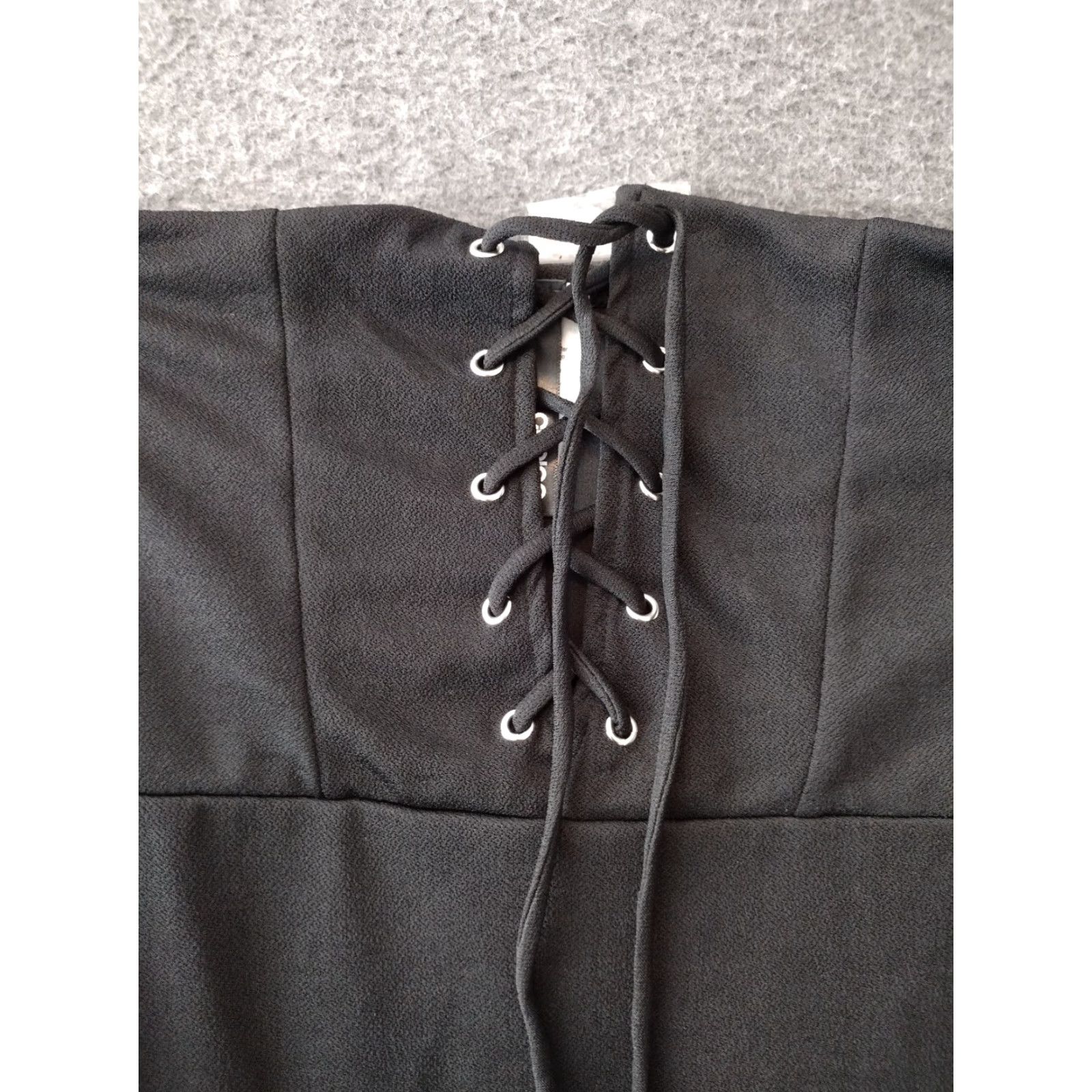Vintage Codigo Grommet Eyelet Lace Up Tube Bodycon Dress Black Sleeveless Size S Size S / US 4 / IT 40 - 3 Thumbnail