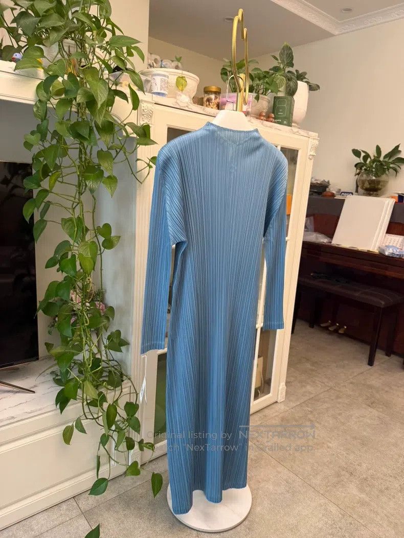 Issey Miyake Issey Miyake Sky Blue Frog - Button Dress Size XL / US 12-14 / IT 48-50 - 6 Thumbnail