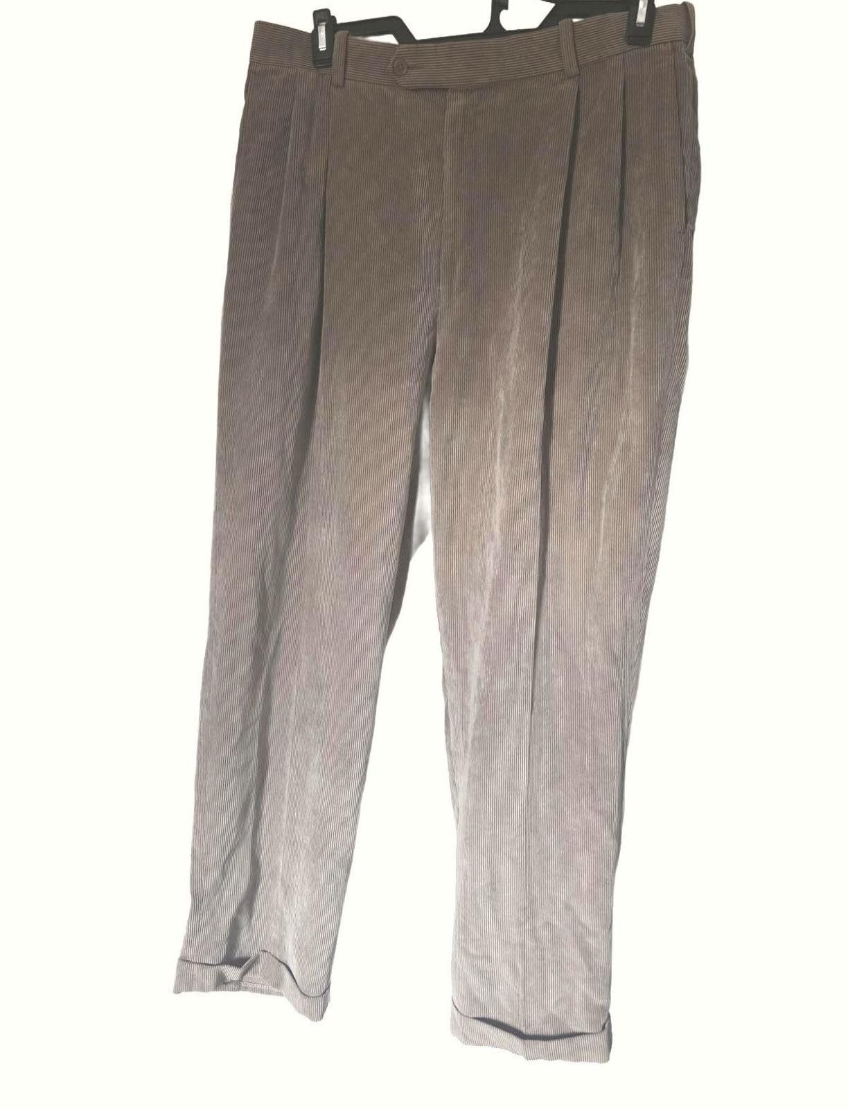 Alan Flusser Alan Flusser Mens Brown Corduroy Pants Pleated Relaxed W40 Size US 40 / EU 56 - 3 Thumbnail