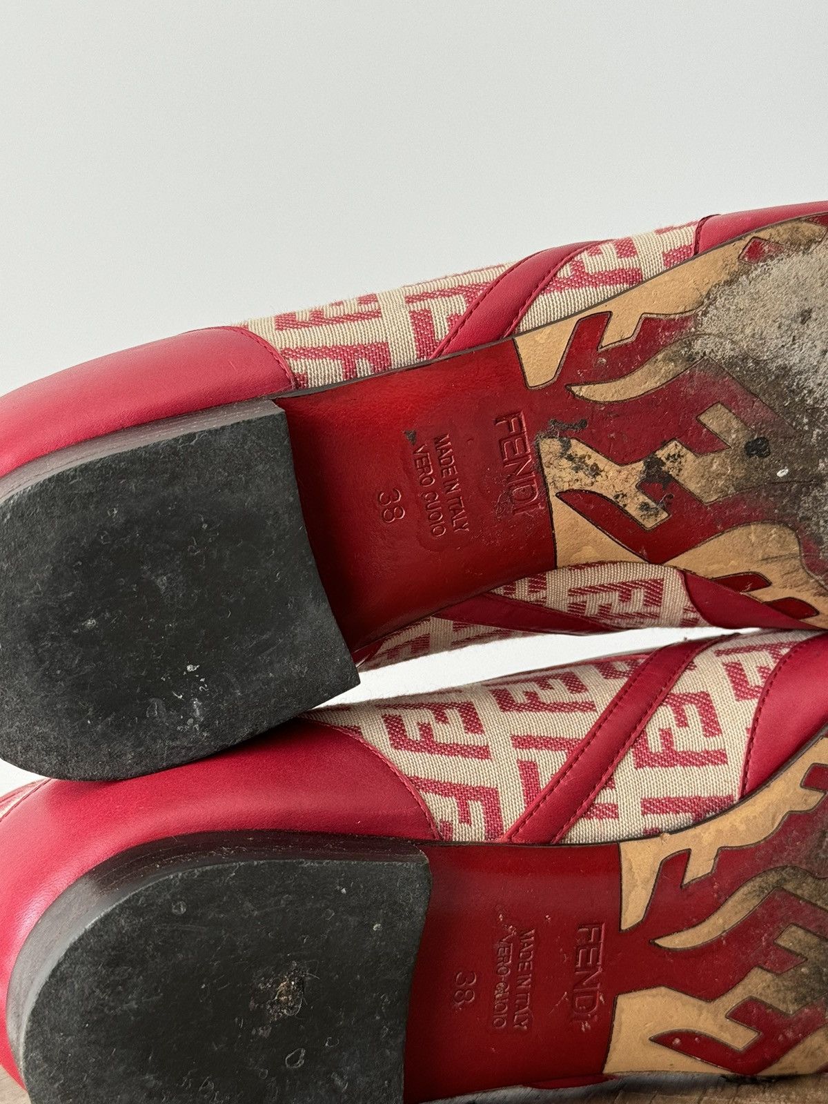 Fendi × Vintage Vintage Fendi Zucca Monogram Red Point Toe Flats Size US 8 / IT 38 - 10 Thumbnail