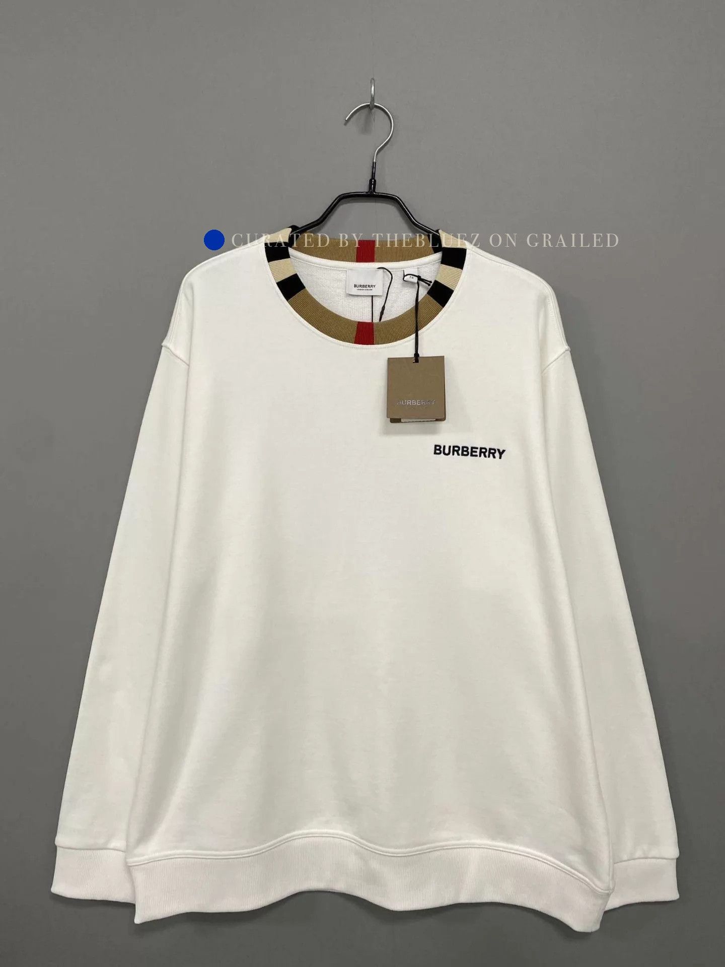 Burberry Classic Check Collar Embroidered Logo Sweatshirt Size US XL / EU 56 / 4 - 1 Thumbnail
