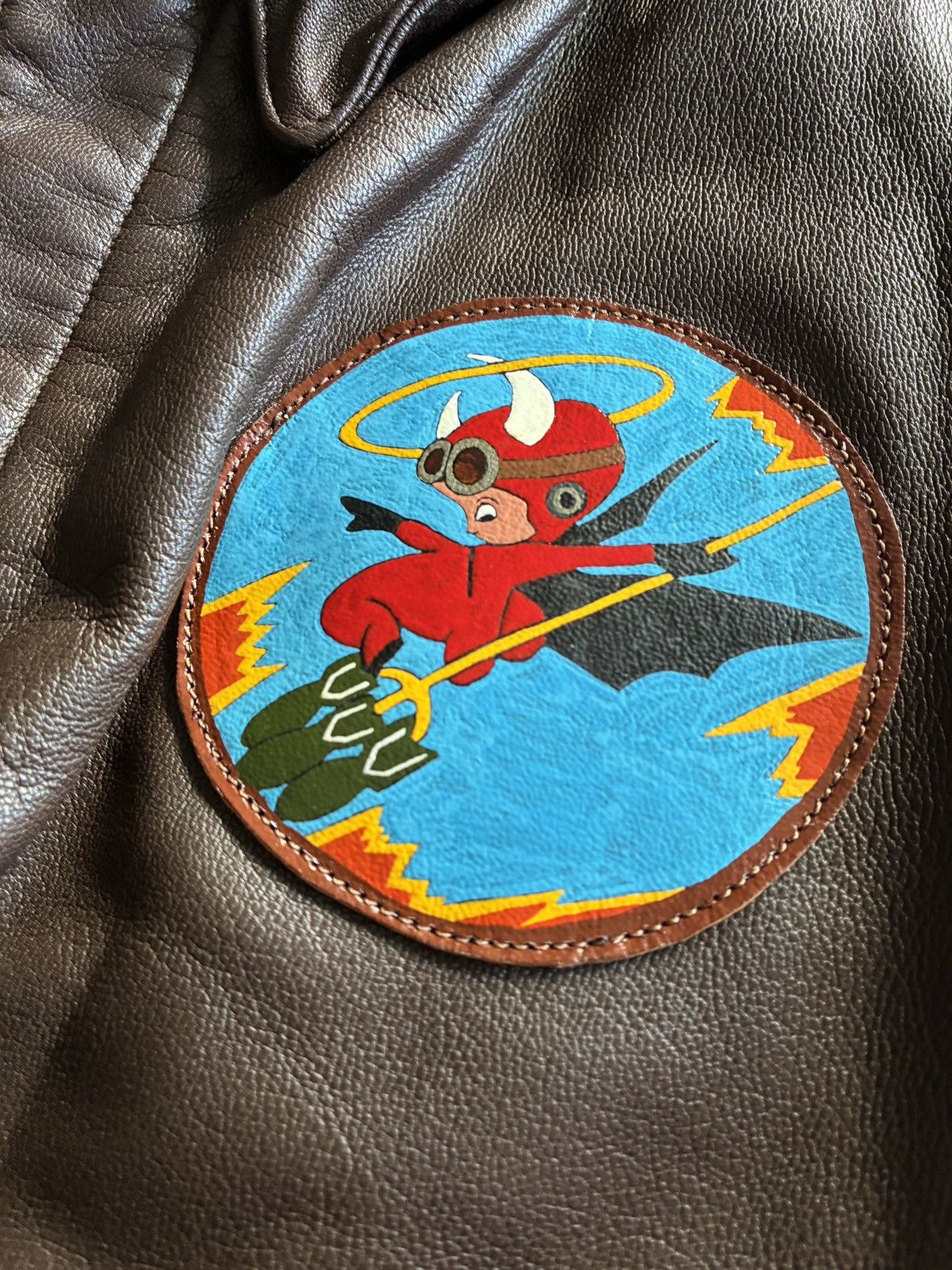 Other A-2 Flight Jacket WW2 Leather Bomber 601st BS 8thAAF Size US L / EU 52-54 / 3 - 2 Thumbnail