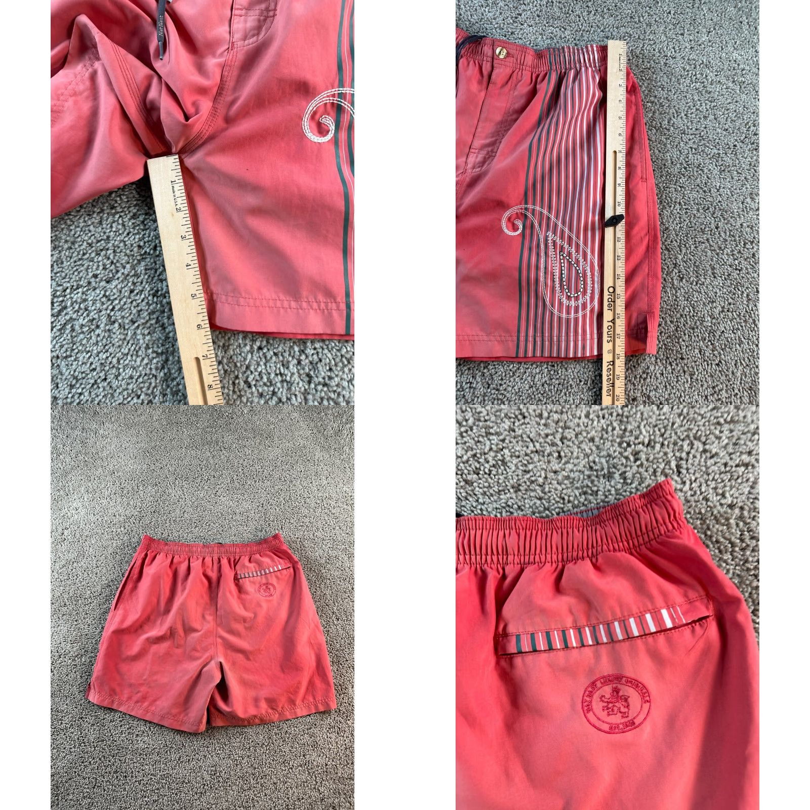Nat Nast Nat Nast Swim Trunks Mens M Pink White Embroidered Short Lined Zipper Logo Surfing Vintage No N/A Size US 31 - 8 Thumbnail