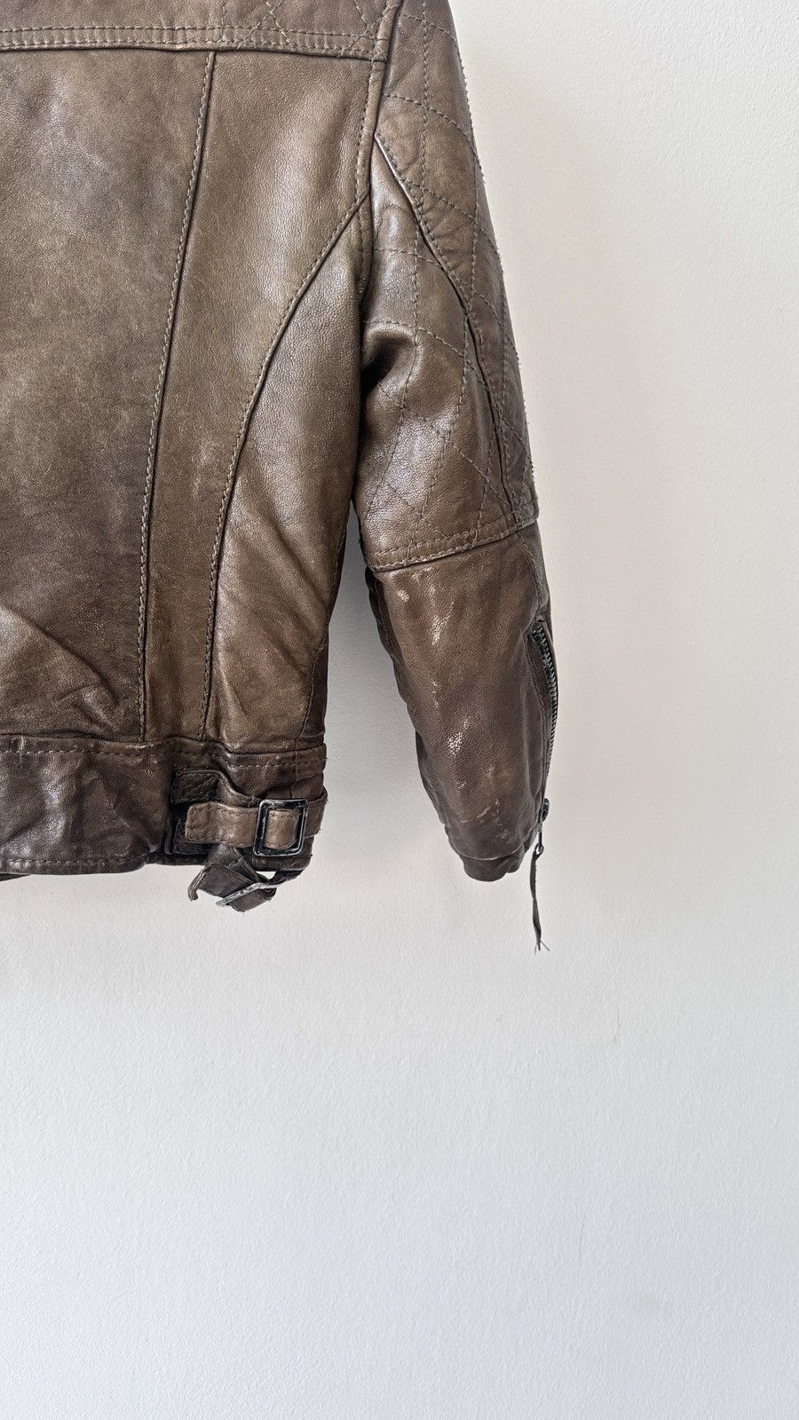 Allsaints AllSaints Worley Brown Leather Moto Jacket Cropped Archive Size M / US 6-8 / IT 42-44 - 12 Thumbnail
