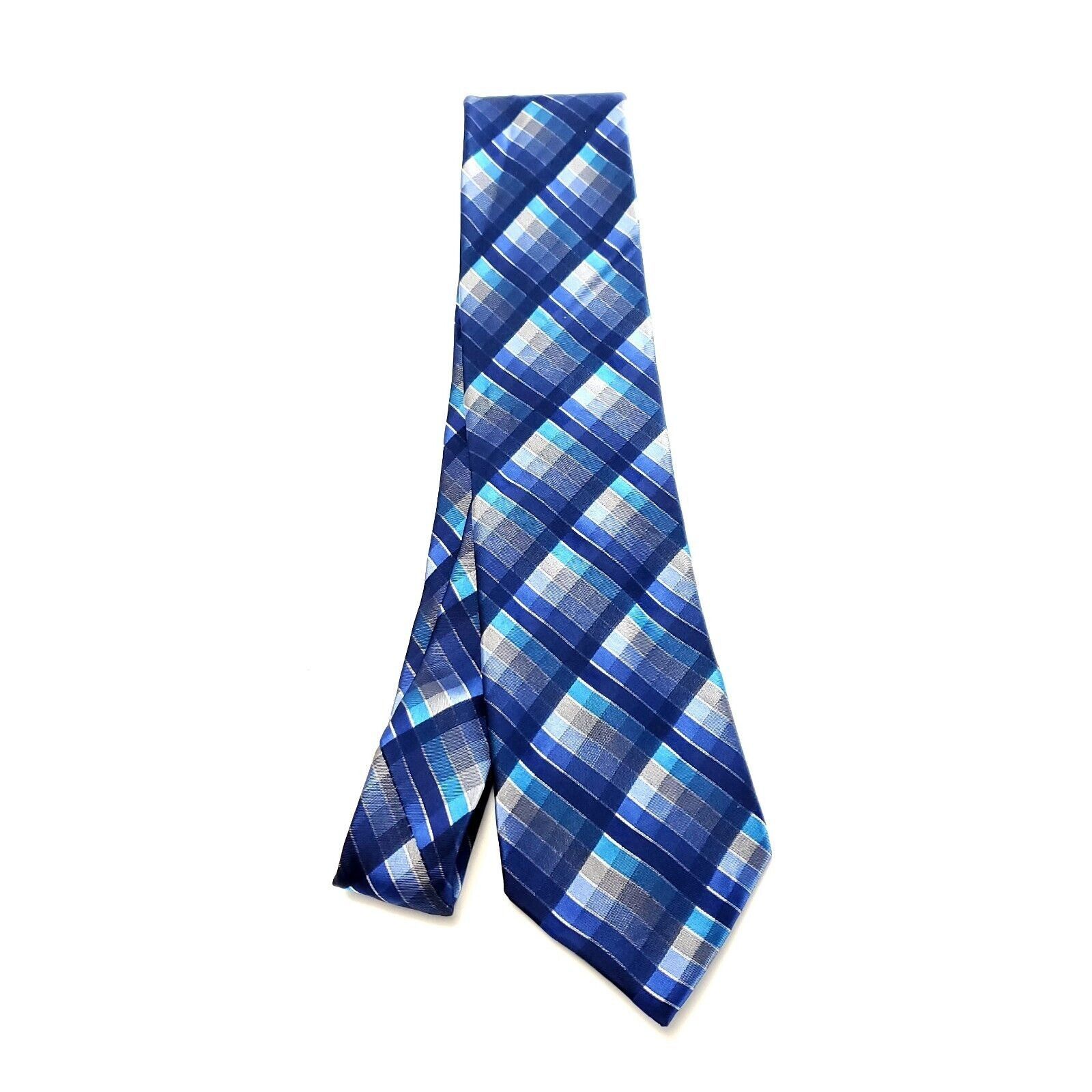 Van Heusen Van Heusen Blue Silk Tie Woven Check Size ONE SIZE - 6 Thumbnail
