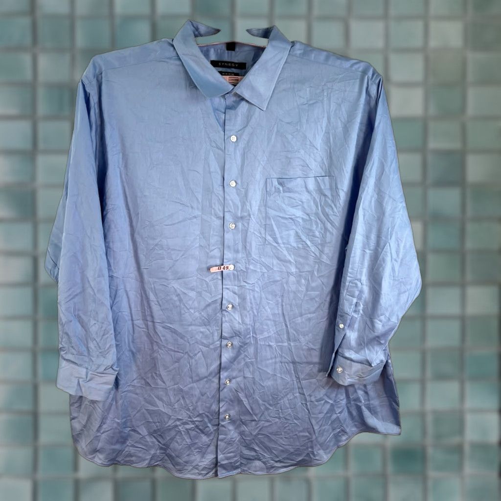 Vintage SYNRGY Button-Up Shirt Mens 20 / 36 Blue Long Sleeve Non-Iron Stretch Casual Business Size US XXL / EU 58 / 5 - 1 Thumbnail
