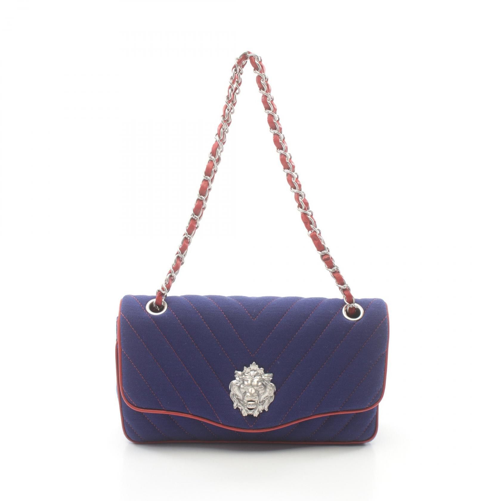 Chanel Chanel Canvas × Leather V Stitch Shoulder Bag 14677931 Canvas Shoulder Bag in Blue, Women's