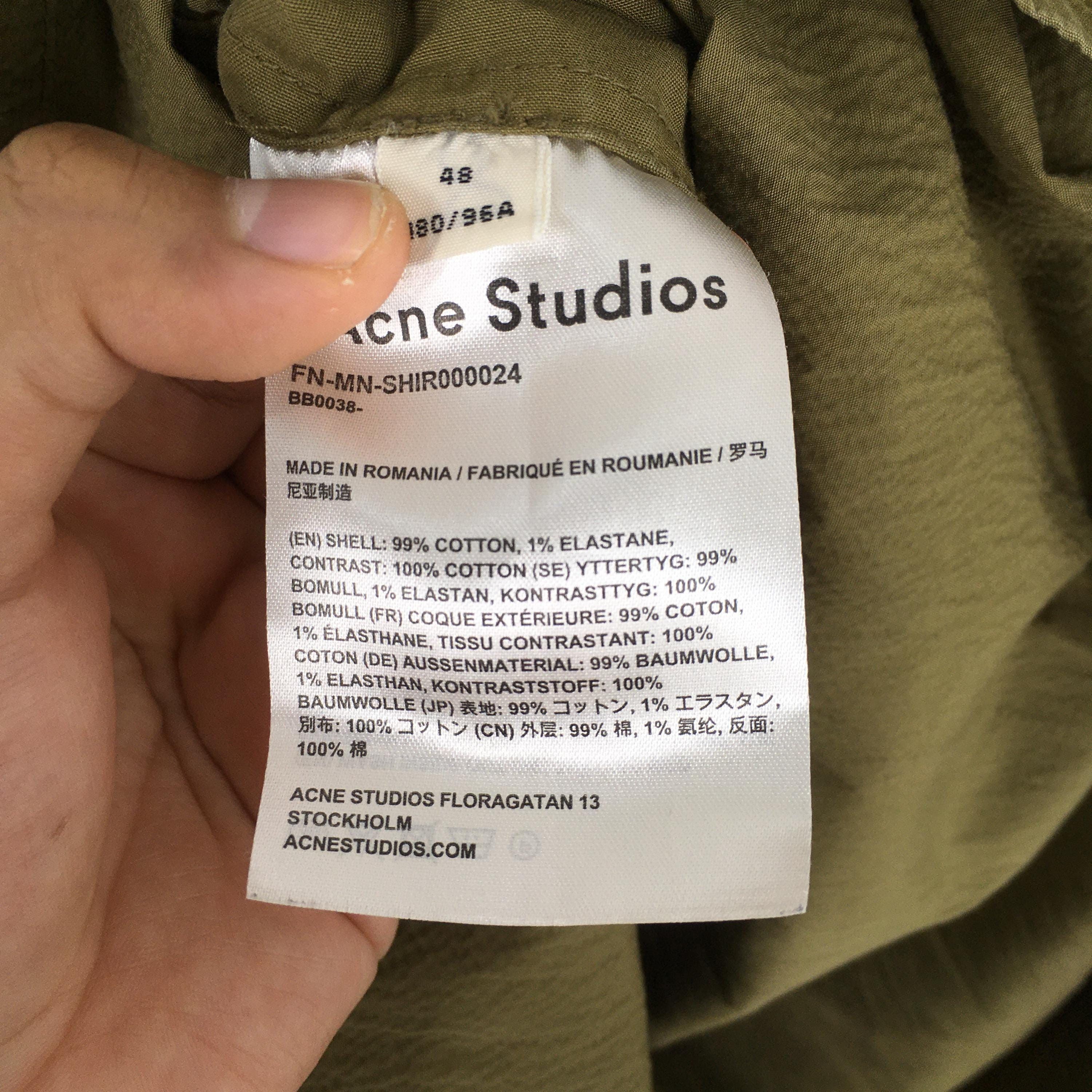Acne Studios × Flannel Acne Studios Olive Green Pleated Shirt Medium Size US M / EU 48-50 / 2 - 6 Thumbnail