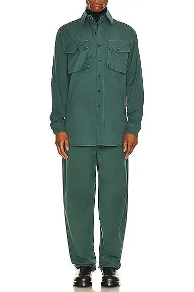 Lemaire o1tko10326 Flap-Pocket Cotton Shirt in Teal Size US XXS / EU 40 - 4 Thumbnail
