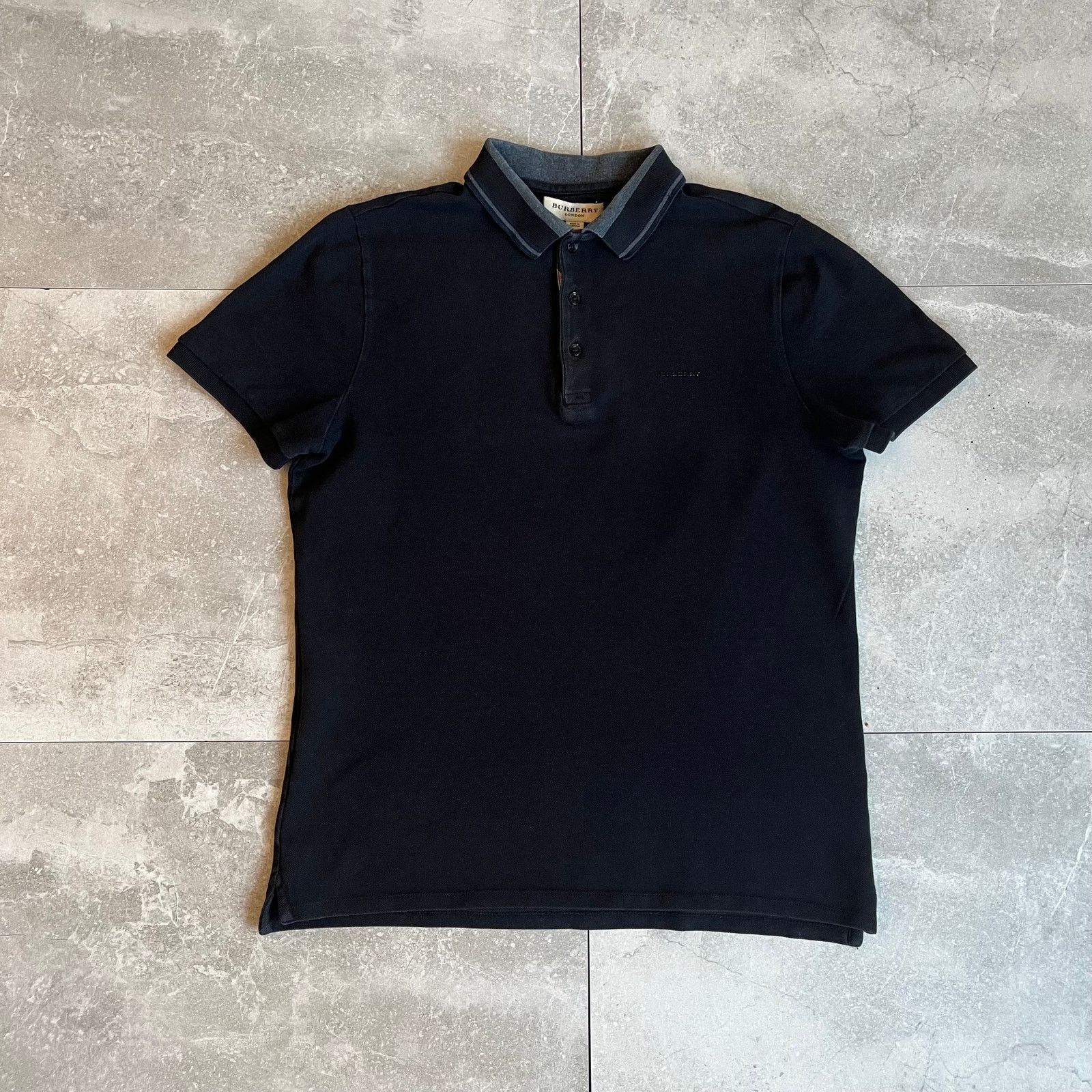 Burberry London Men's Black Polo Shirt – Size XL – Designer