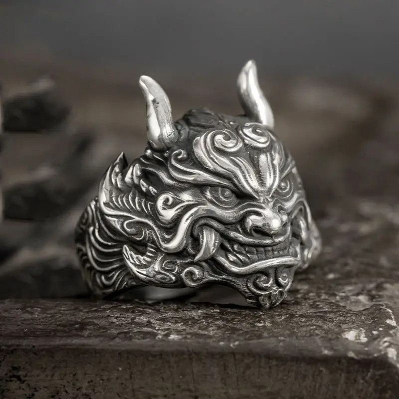 Jewelry × Vintage Retro Dragon Mask Ring Size ONE SIZE - 1 Thumbnail