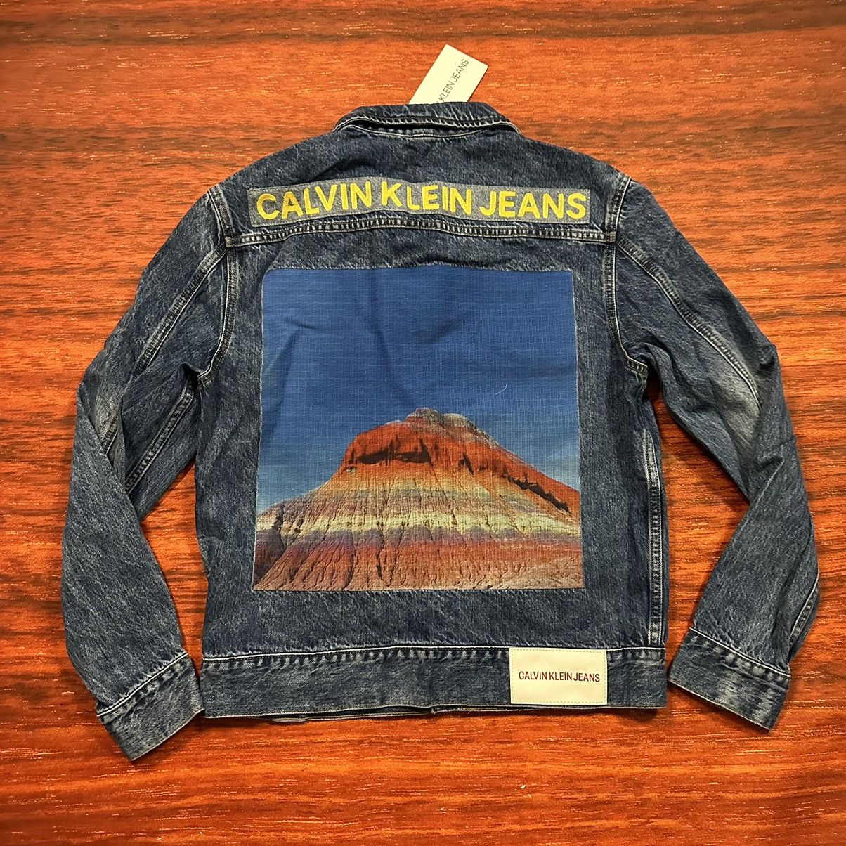 image of Brand NWT Calvin Klein Mountain Print Jean Jacket in Denim Jacket, Men's (Size Medium)