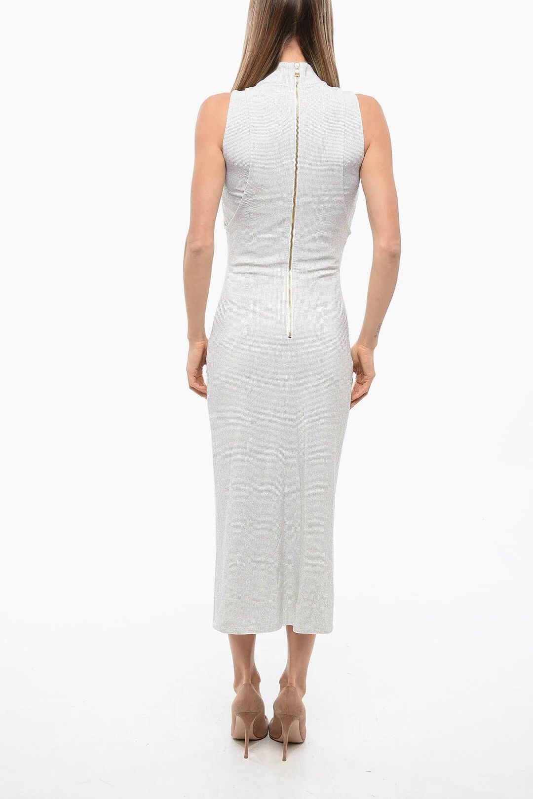 Balmain og1mm0326 Layered Midi Dress in Grey Size S / US 4 / IT 40 - 2 Thumbnail