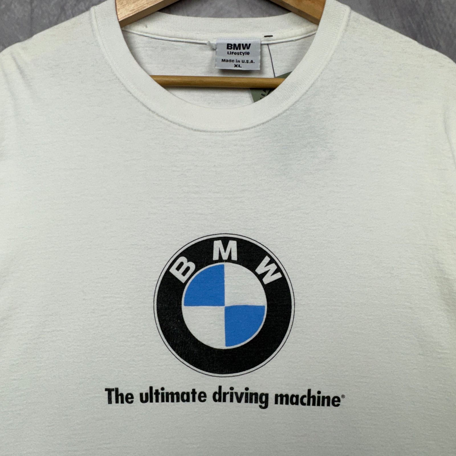 90s White BMW Logo Car USA Made Graphic Shirt Large 3923