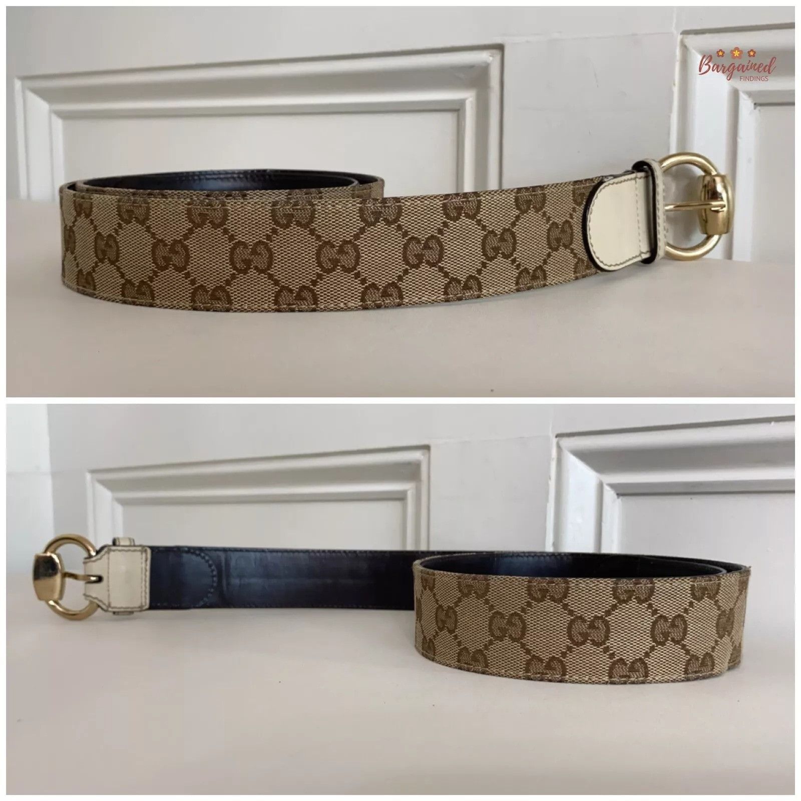 Gucci Gucci Brown Monogram Canvas Leather Gold Horsebit Ring Belt Size 32 - 6 Thumbnail