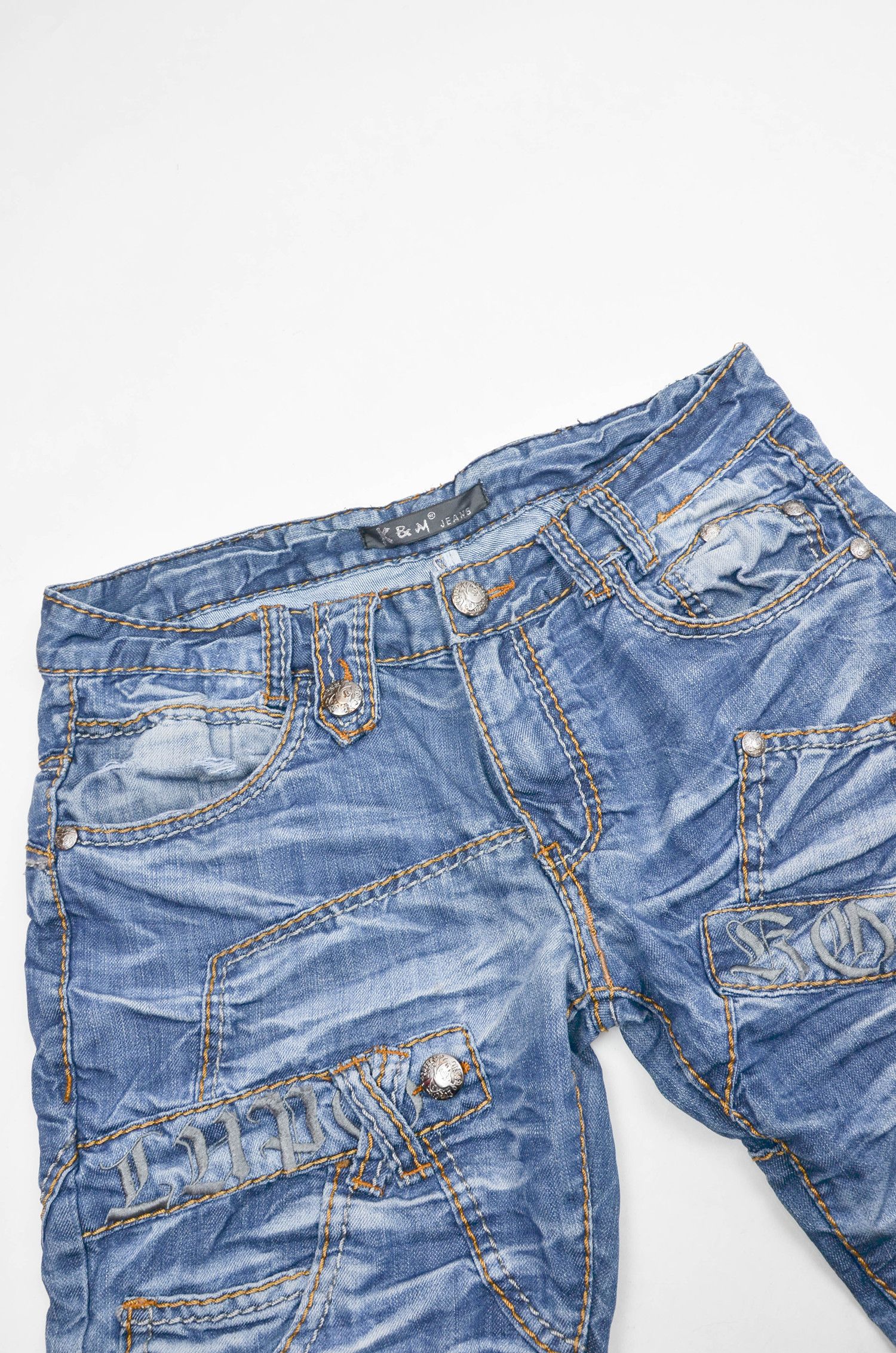 Japanese Brand Kosmo Lupo Y2K Distressed Panel Denim Jeans - Size 32 Size US 32 / EU 48 - 3 Thumbnail