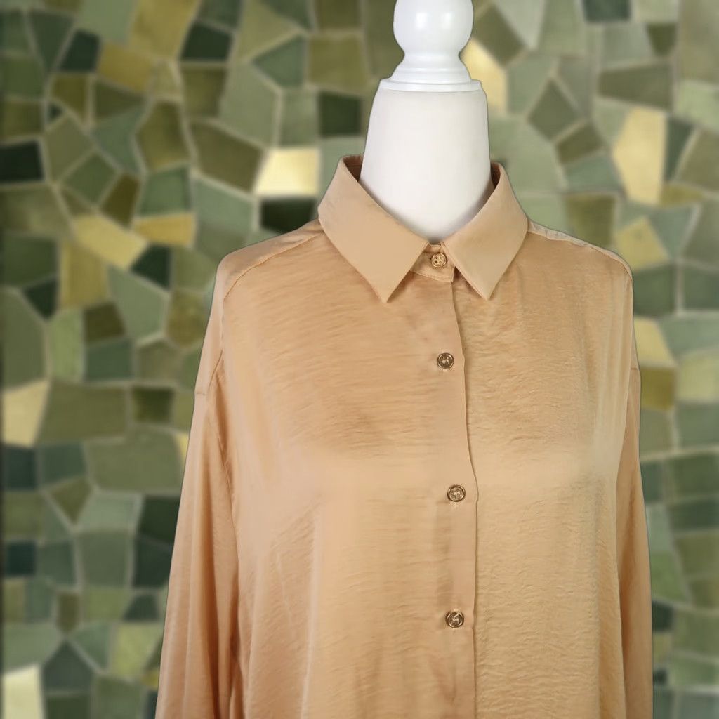 Vintage Rebels & Lovers Blouse Satin Batwing Sleeve Button Front Solid Gold S Womens Size S / US 4 / IT 40 - 1 Thumbnail