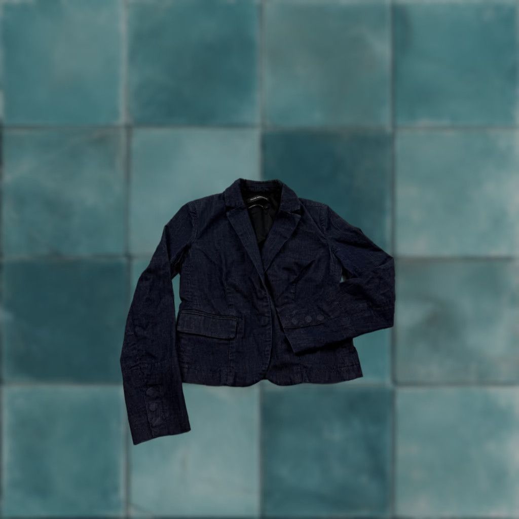 Club Monaco VINTAGE? No. Club Monaco Blazer Womens 4 Dark Blue Denim Tailored Lined Flap Pockets Fitted Size S / US 4 / IT 40 - 1 Thumbnail
