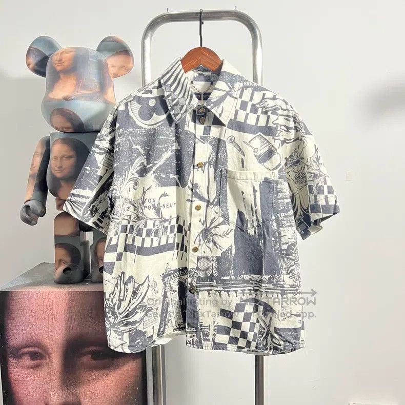 Louis Vuitton Graffiti cartoon denim short sleeve jacket