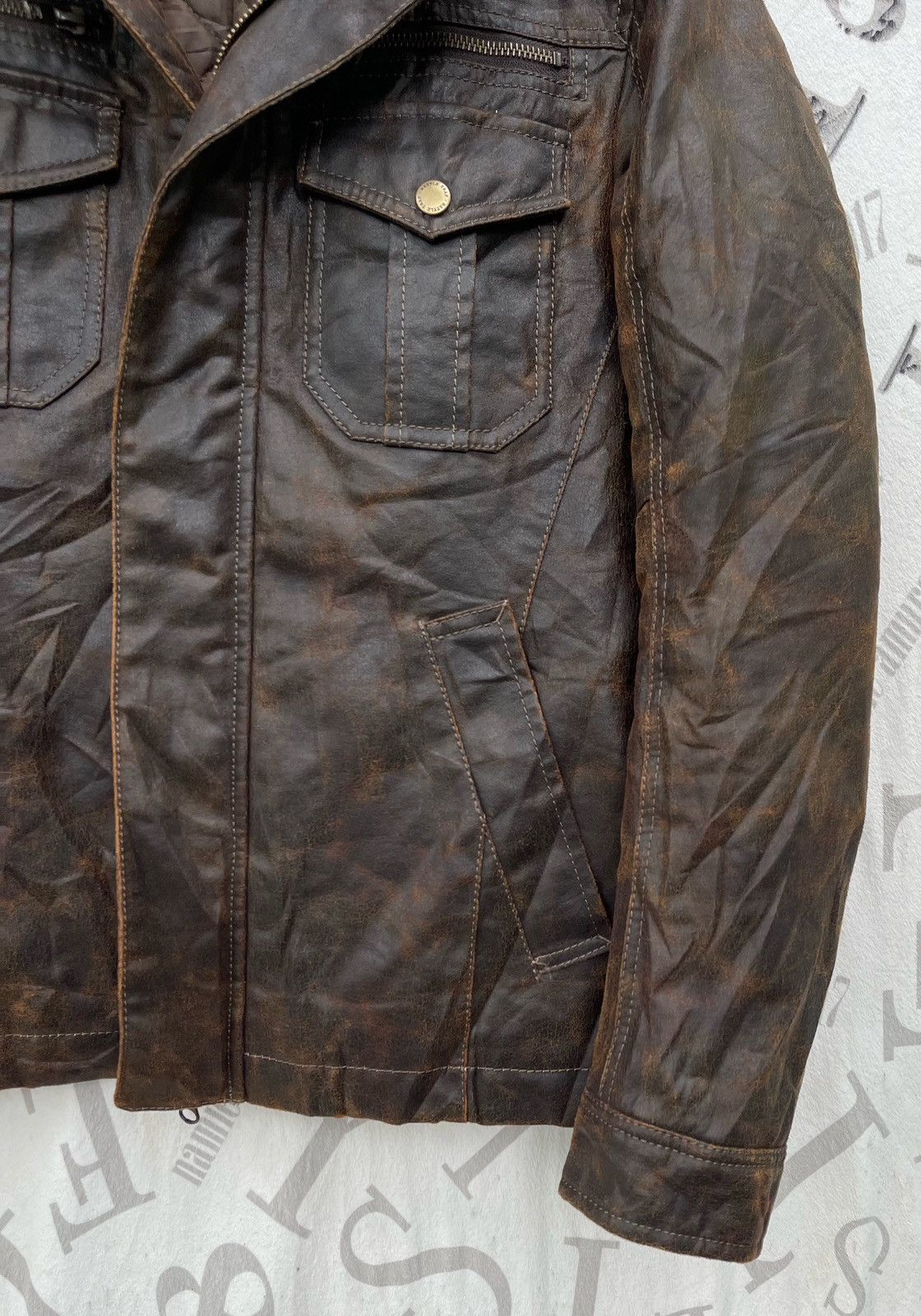 14th Addiction × Japanese Brand × KMRii 🔥Vintage Rattle Trap Synthetic Leather Raiders Wax Jacket Size US M / EU 48-50 / 2 - 9 Thumbnail