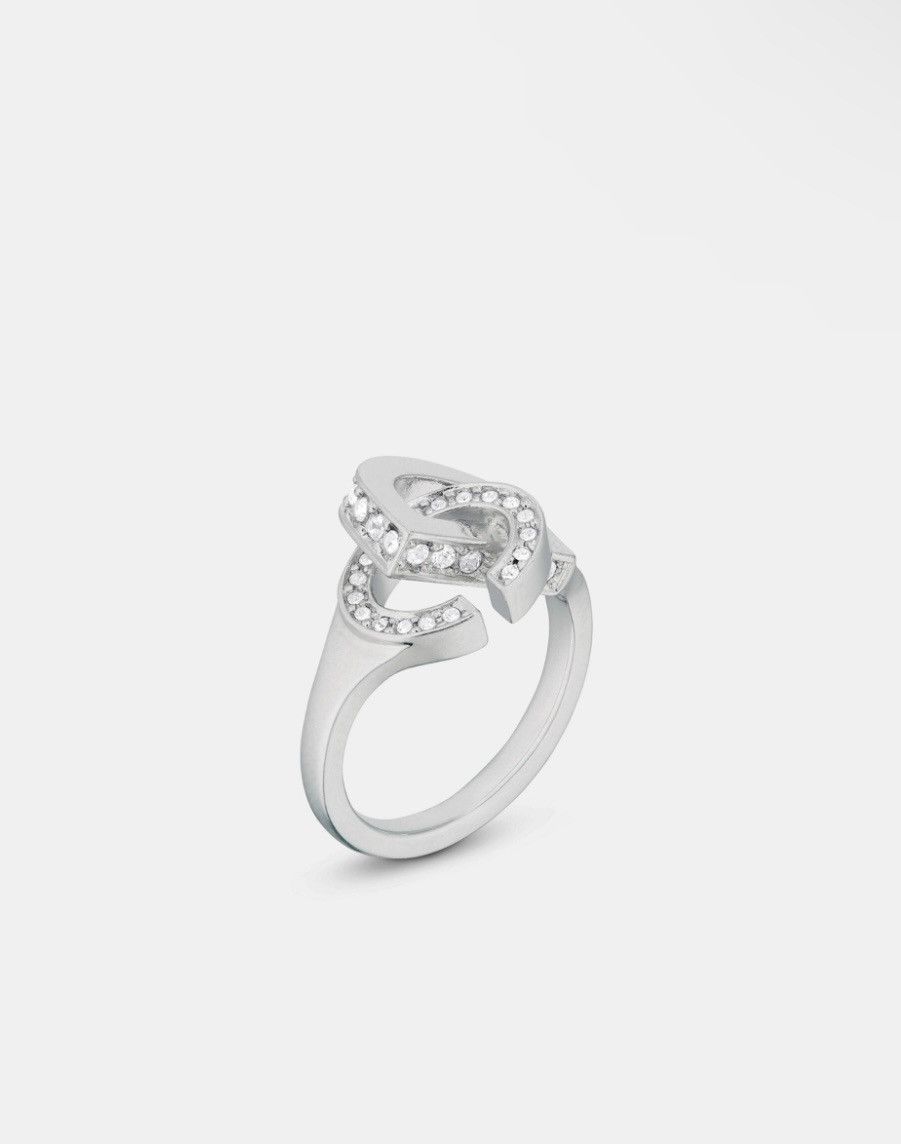 Dior Dior CD Lock Ring Silver-Finish Metal Silver-Tone Crystal Size ONE SIZE - 1 Thumbnail