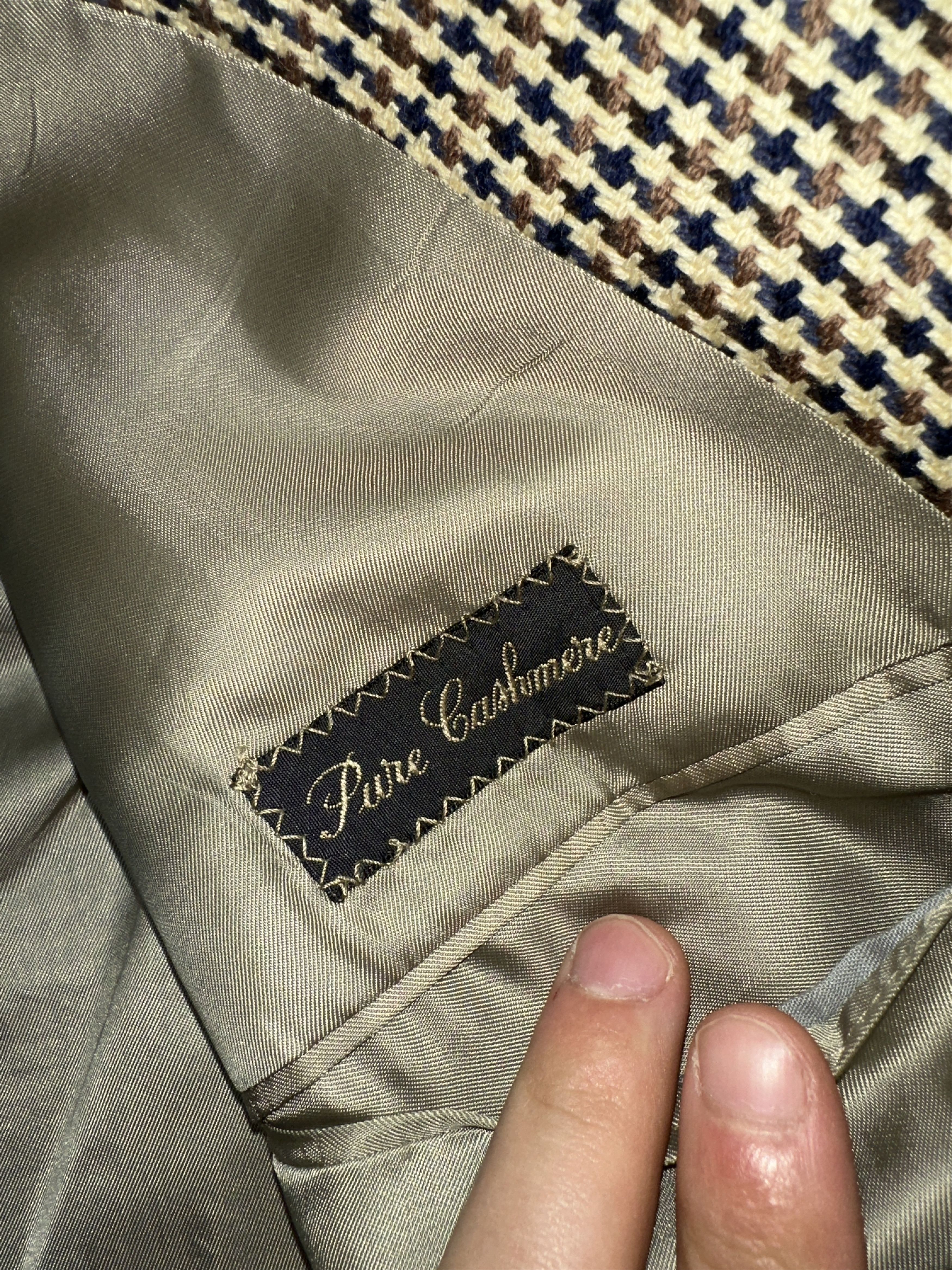 Ermenegildo Zegna Zegna Pure Cashmere Houndstooth Check 2 Button Blazer 50R EU Size 50R - 8 Thumbnail