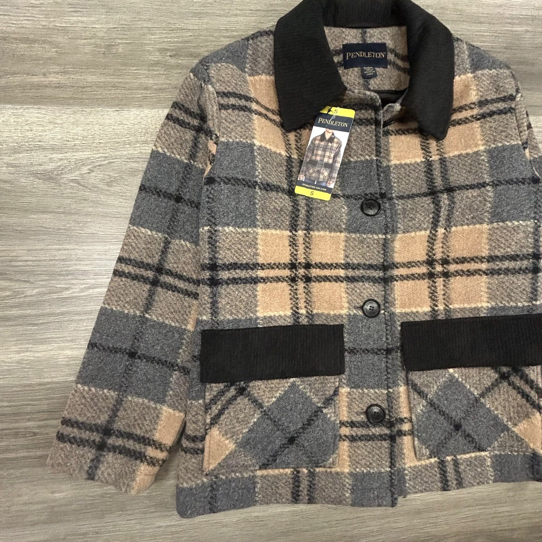 Pendleton VINTAGE Pendleton Jacket Womens Small Beige Plaid Wool Blend Bomber Lined NWT Size S / US 4 / IT 40 - 3 Thumbnail