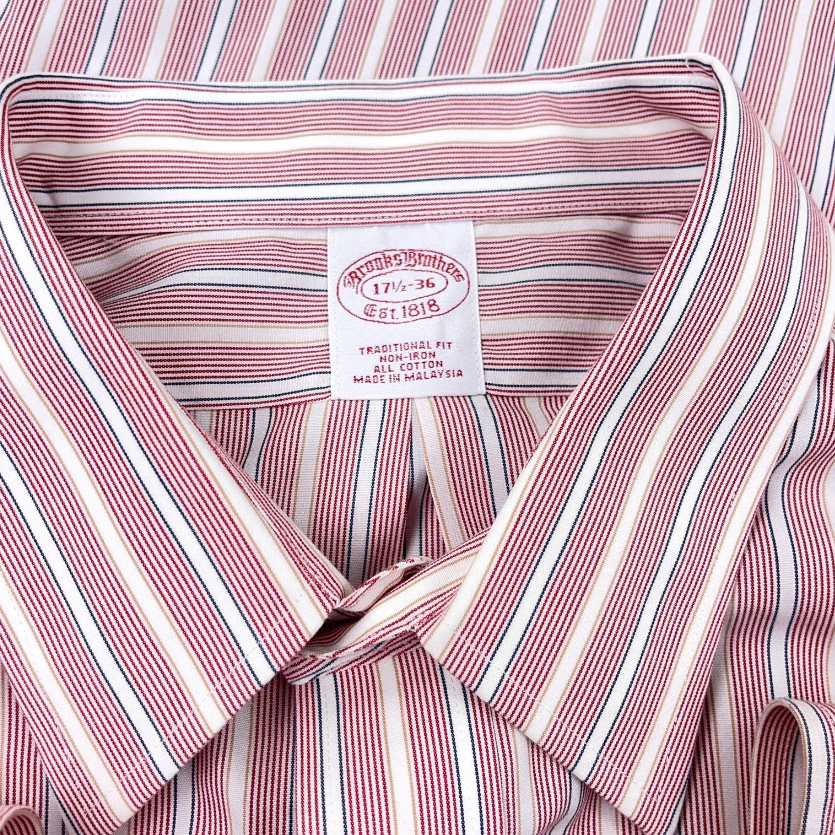 Brooks Brothers Pink Striped Button-Up Shirt Men XL Slim Fit French Cuff  Casual