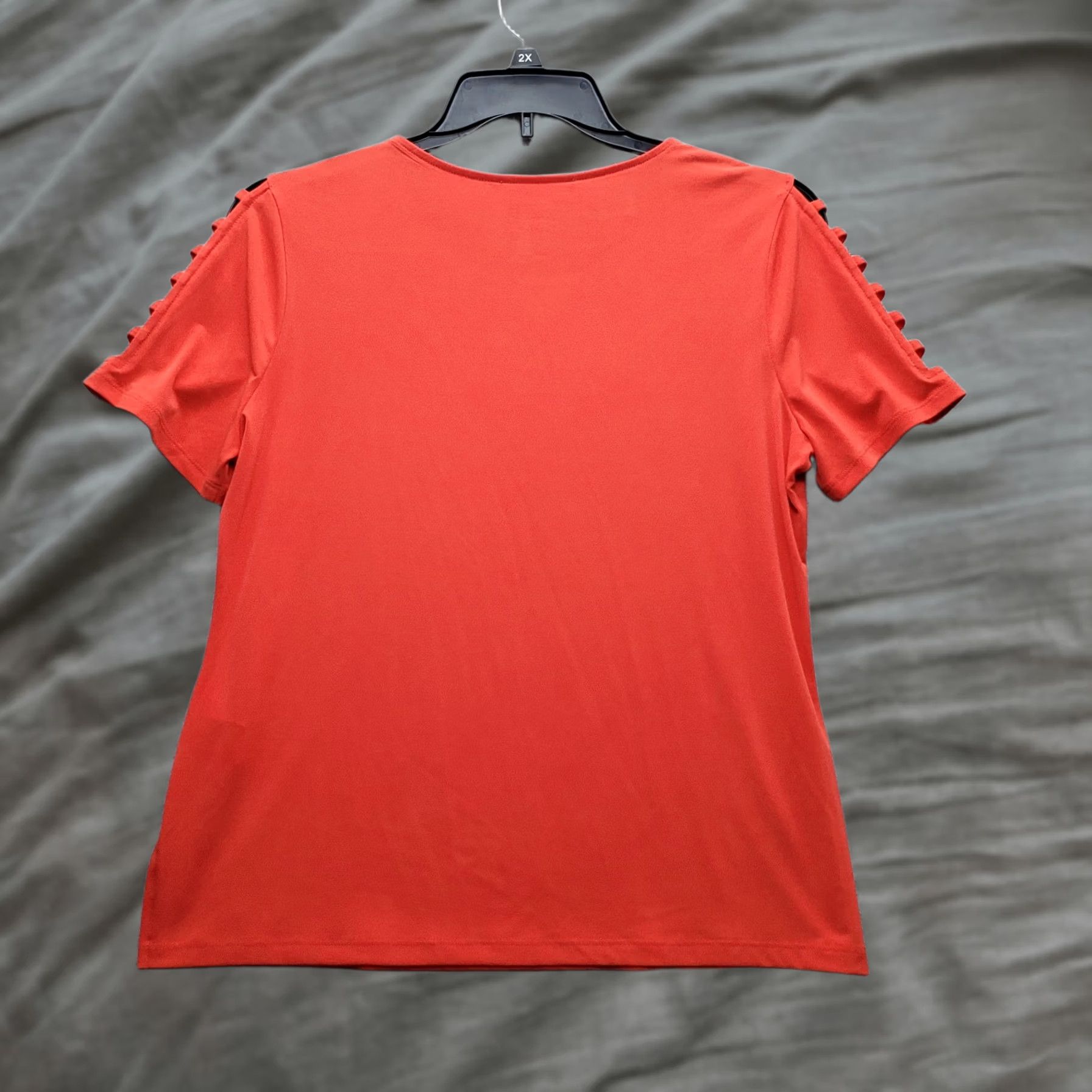 Michael Kors Michael Kors Blouse Womens Large Red Gold Logo Strappy Sleeves Pullover Shirt XS-? Size L / US 10 / IT 46 - 1 Thumbnail