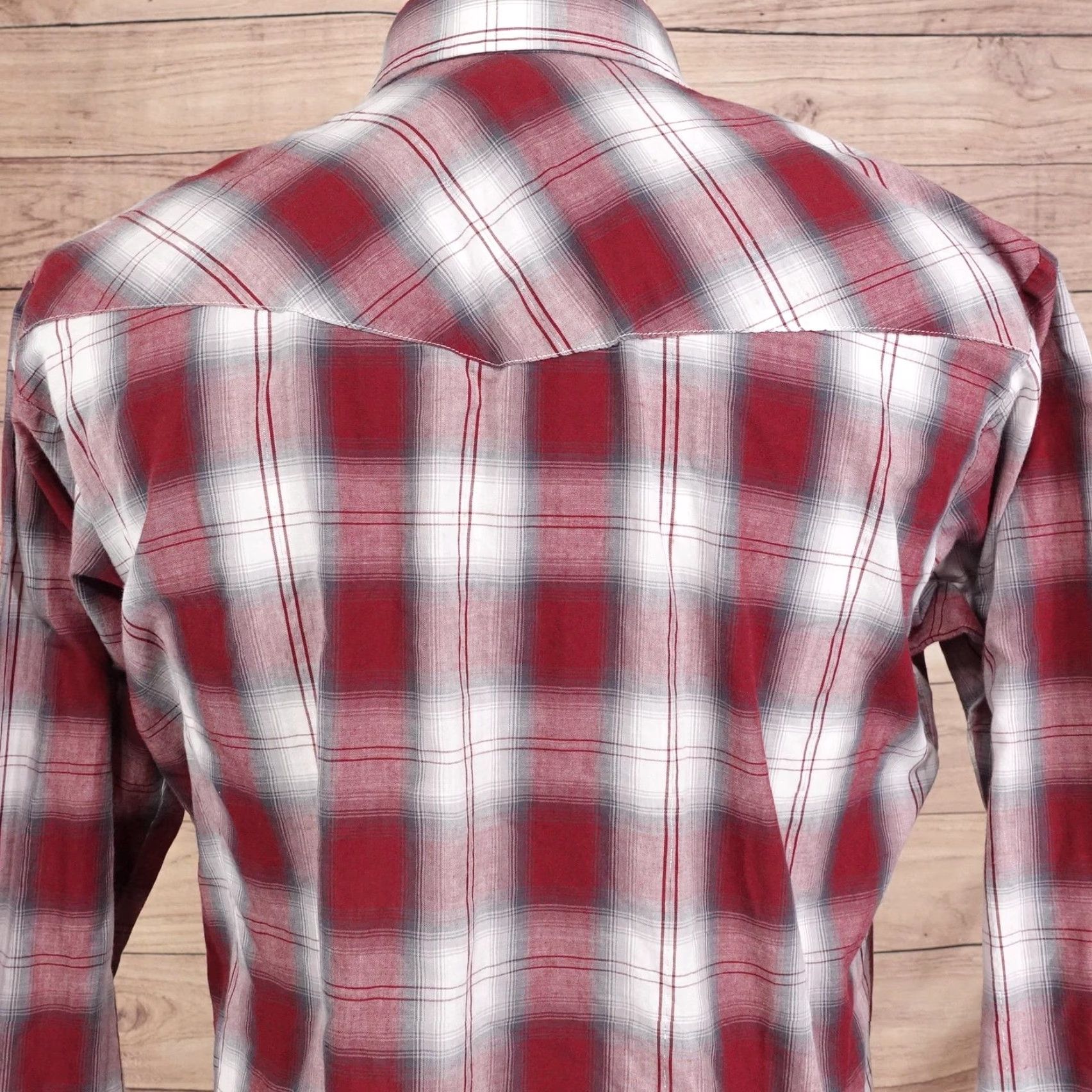 Roper Roper Shirt Mens Large Red Gray Plaid Western Pearl Snap Long Sleeve Cowboy Shirt Size US XL / EU 56 / 4 - 5 Thumbnail