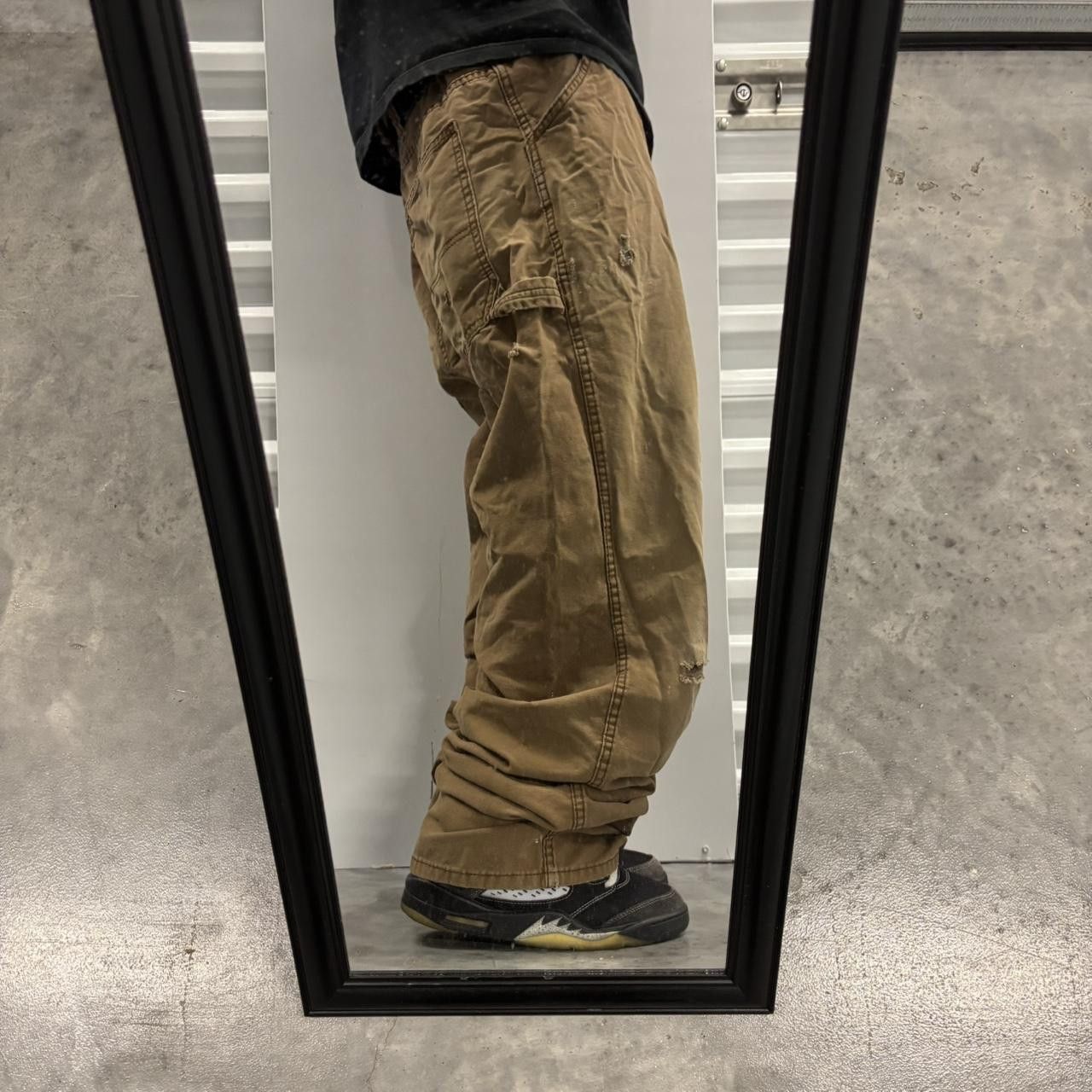 Japanese Brand × Vintage Crazy Vintage Y2K/2000s Baggy Faded Khaki Brown Carpenter Pants! Size US 40 / EU 56 - 2 Thumbnail