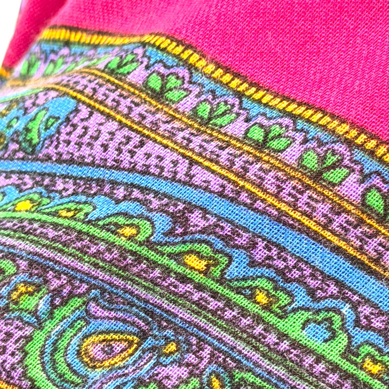 Vintage Vintage 70s Pink Paisley Oversized Square Scarf Size ONE SIZE - 3 Thumbnail