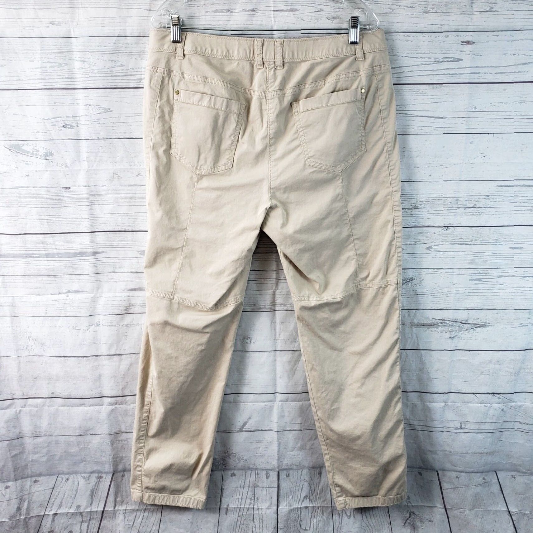 Vintage Chico's Womens Pants Sz 12 Beige Zip Pockets Cotton Blend Mid Rise Size 34" / US 12 / IT 48 - 3 Thumbnail