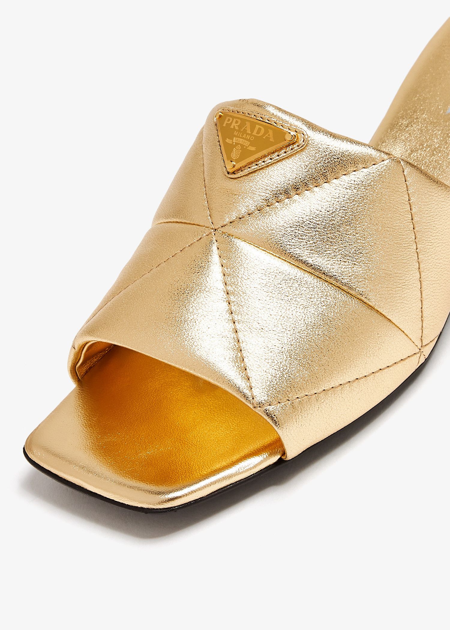 Prada oc11z0625 Quilted Nappa Slides Sandals in Gold Size US 7 / IT 37 - 2 Thumbnail