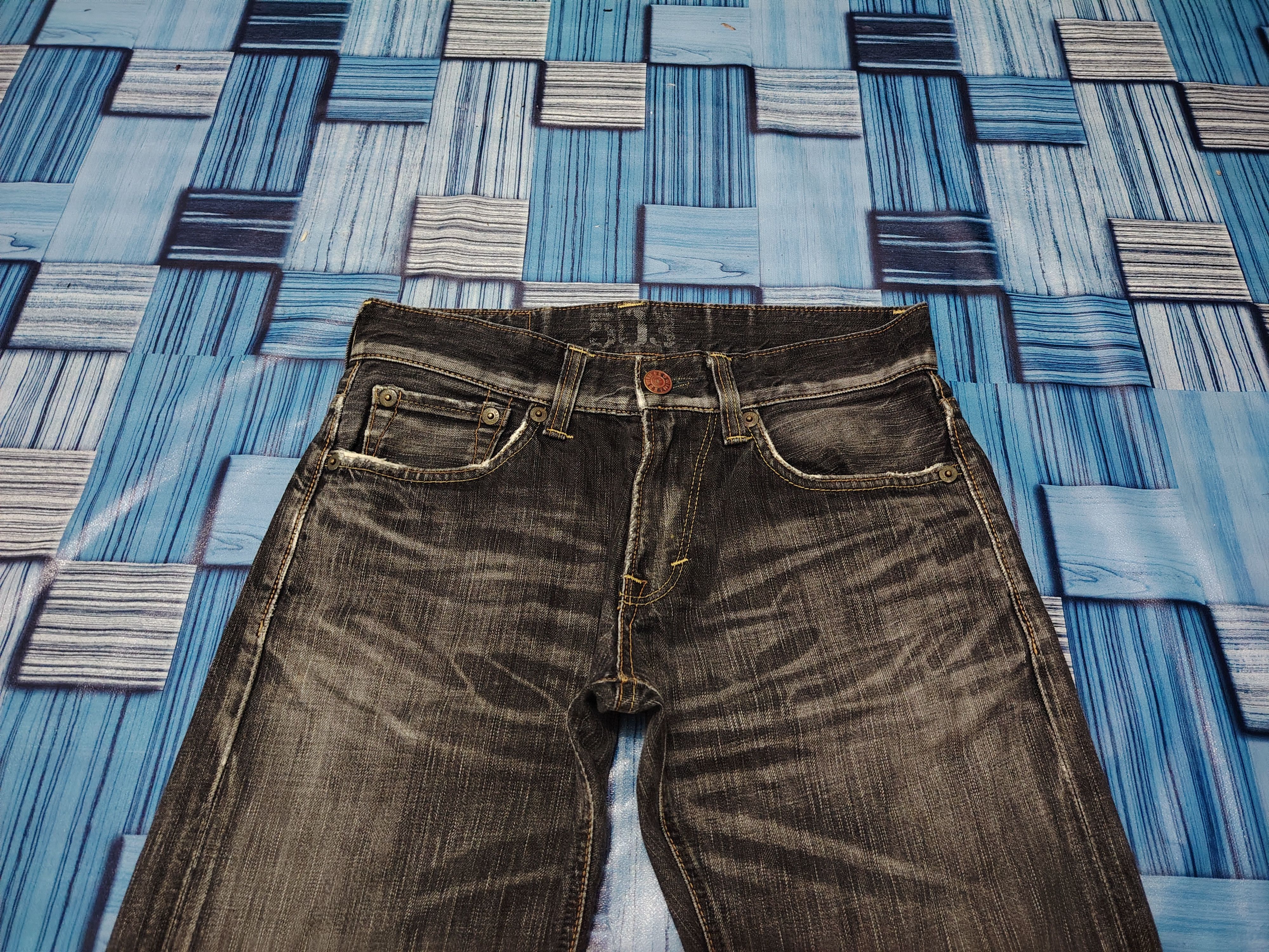 Who Decides War Japanese Edwin 503 Blue Trip Flared Jeans Distressed Jeans Size US 30 / EU 46 - 7 Thumbnail