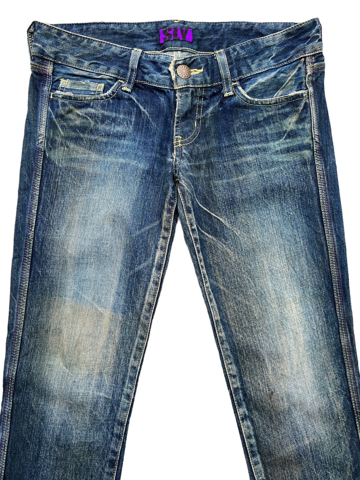 Japanese Brand Flare Sly Japanese Distressed Low Rise Denim Jeans 31x30 Size 31" - 4 Thumbnail