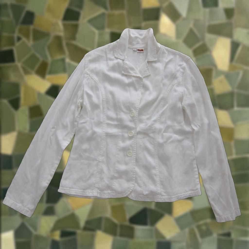 Vintage Tianello White Blazer Jacket Women's Size Small 100% Rayon Blazer Girls Mens Womens Size S / US 4 / IT 40 - 1 Thumbnail