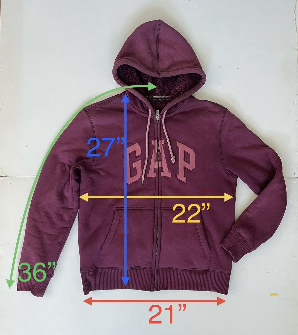 Gap The Gap Zip Up Hoodie, Fleece lined, Cotton Blend Jersey Size US M / EU 48-50 / 2 - 3 Thumbnail