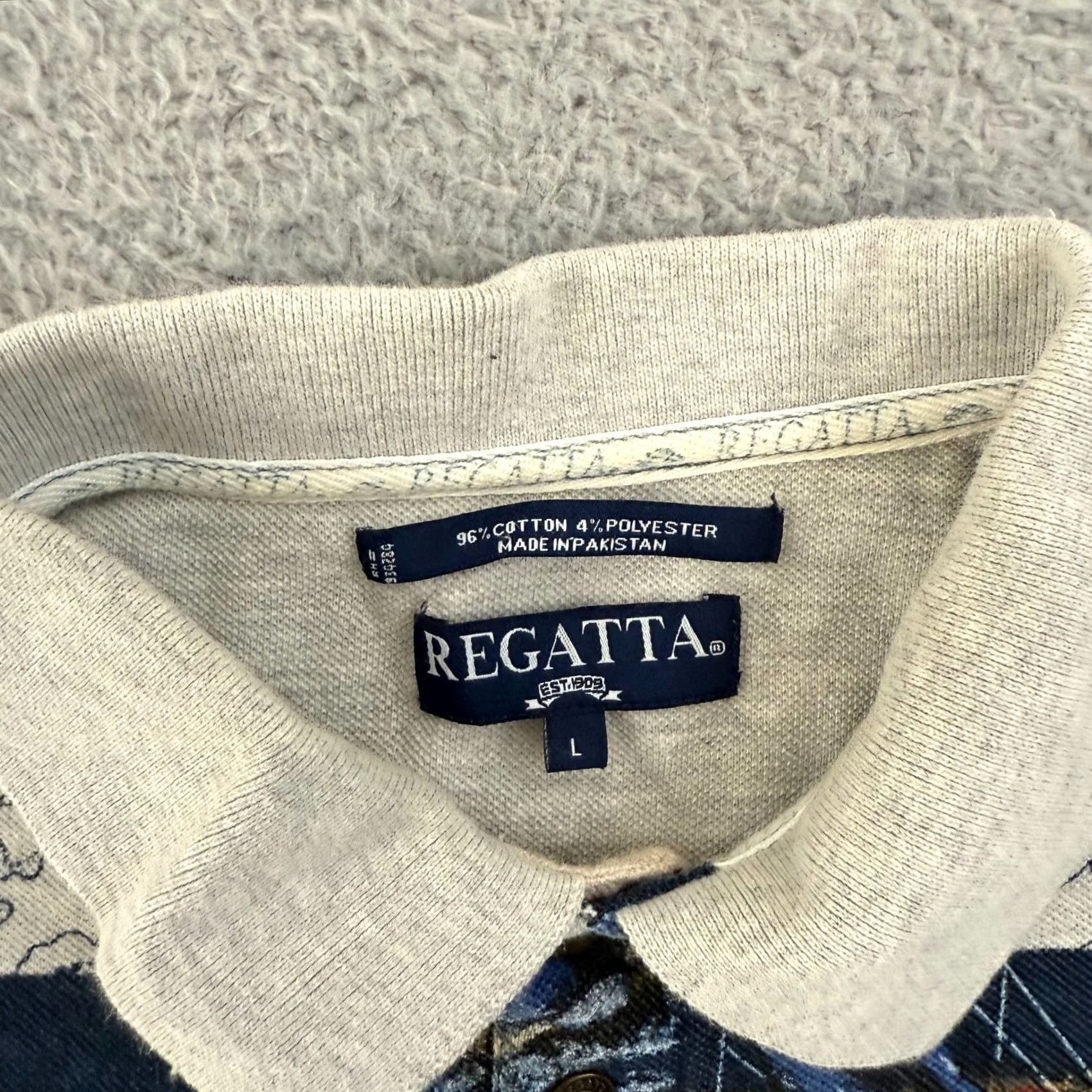 Vintage VTG Regatta Shirt Mens Large Striped Polo Short Sleeve Nautical Preppy Beach Regatta Targeted Cotton Blue Mens Polo Shirt Size US L / EU 52-54 / 3 - 6 Thumbnail