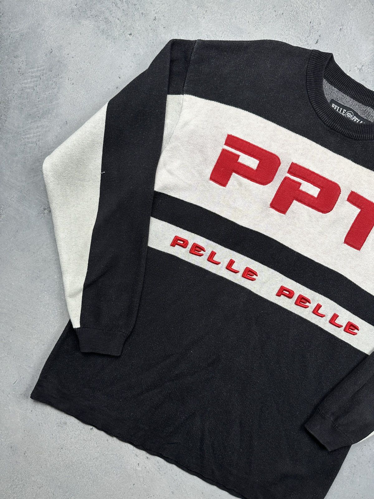 Marc Buchanan Vintage Pelle Pelle PPT Logo Knit Sweater XXL Y2K Streetwear Size US XXL / EU 58 / 5 - 4 Thumbnail