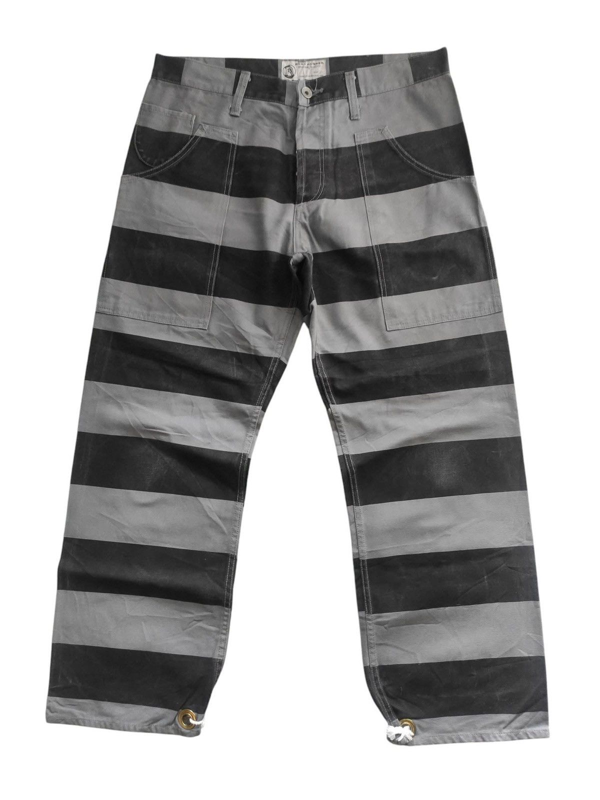 Japanese Brand 💥Biker Style💥Road Runner Prisoner Stripe Sturdy Pant F469 Size US 33 - 3 Thumbnail