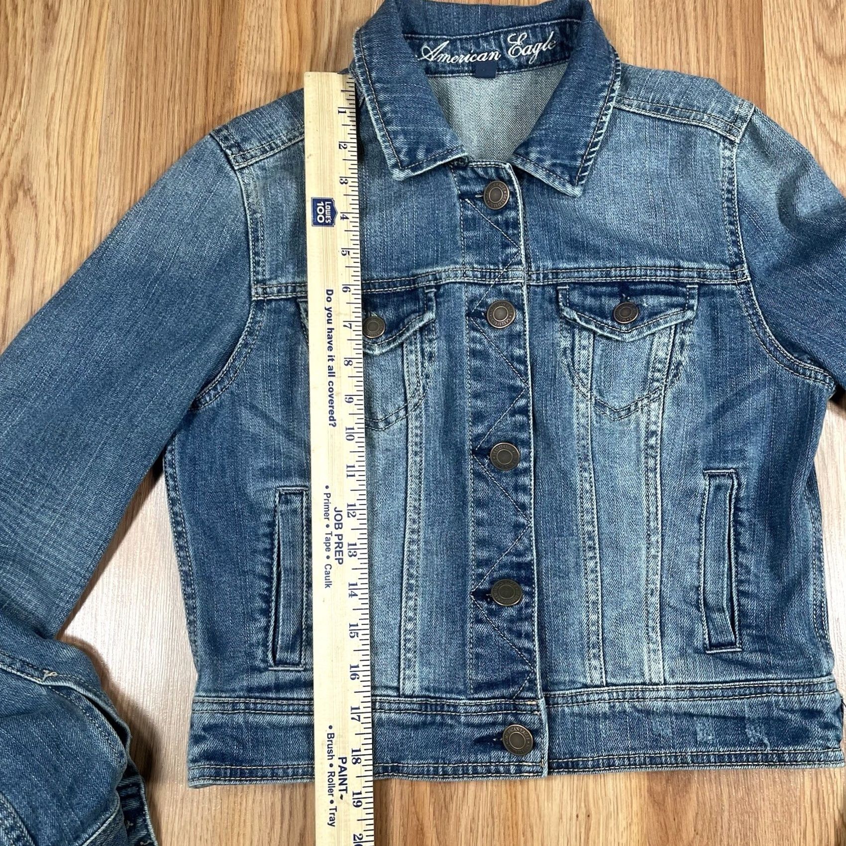 American Eagle Outfitters VINTAGE American Eagle Outfitters Jeans Jacket Womens M Medium Stretch Blue Denim Button Pockets Size 32" / US 10 / IT 46 - 3 Thumbnail