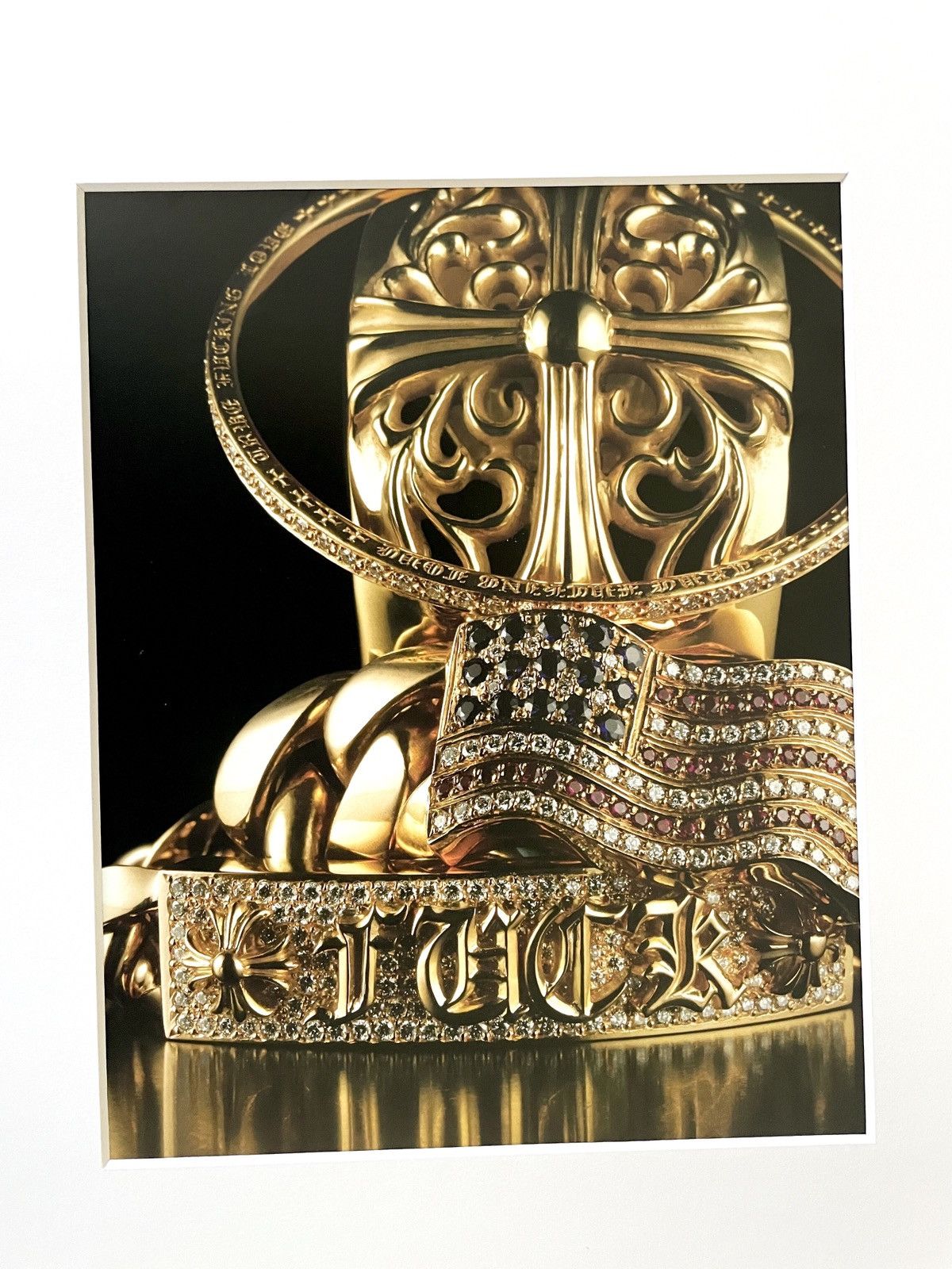 Chrome Hearts Chrome Hearts 11x14 gold jewelry Matted Frame cutout poster Size ONE SIZE - 2 Thumbnail